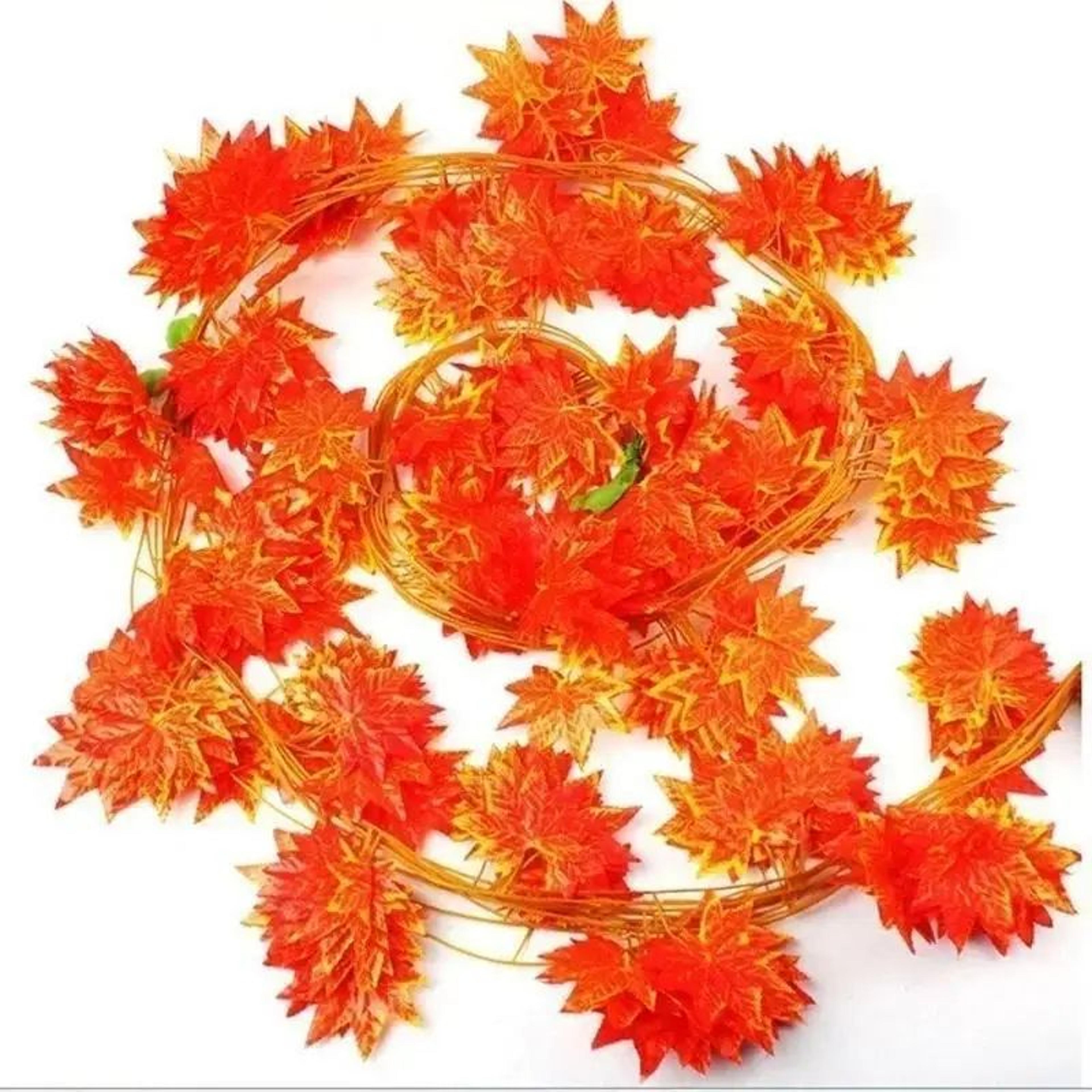 Artificial Red Maple Leaf Vine Garland Decor 2