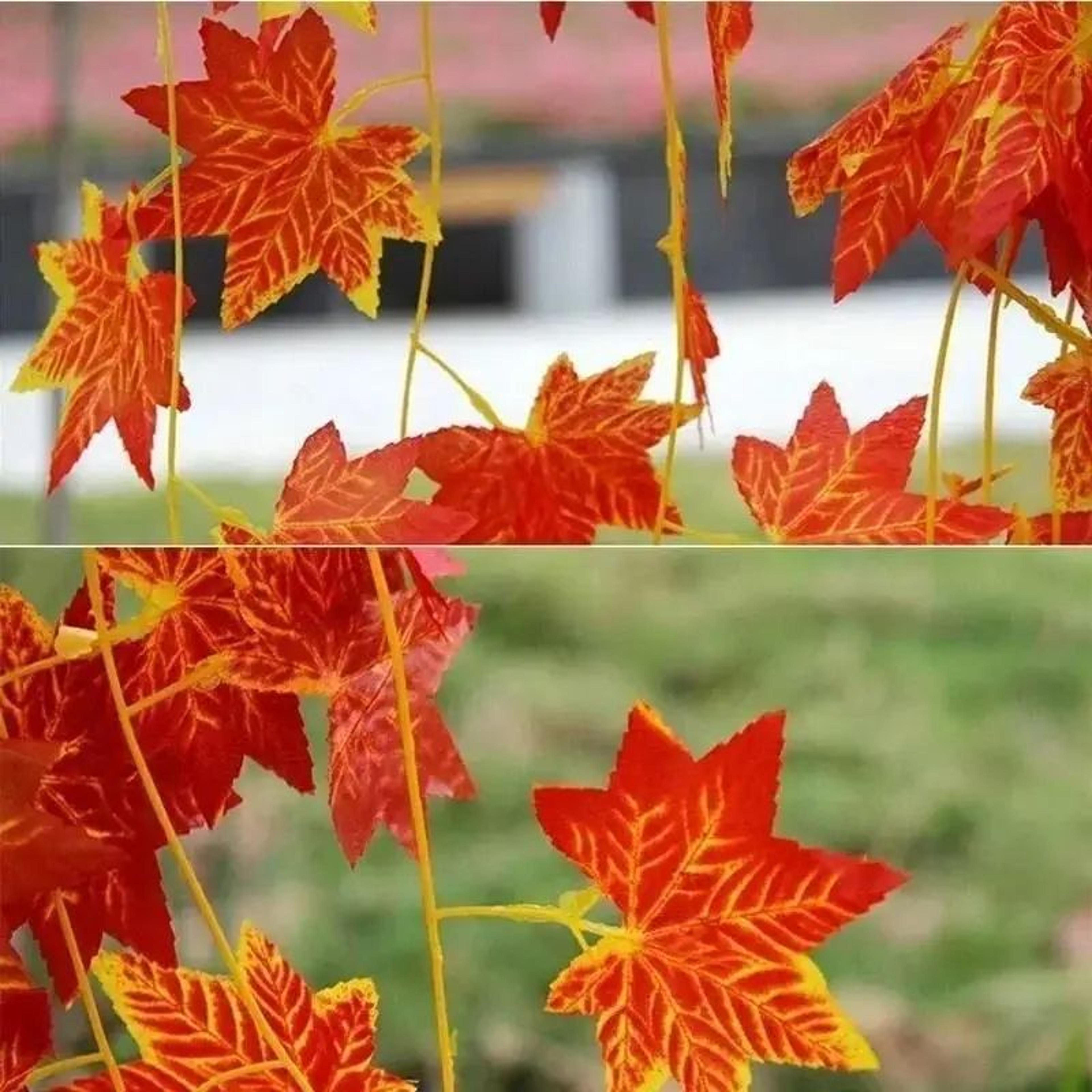 Artificial Red Maple Leaf Vine Garland Decor 3