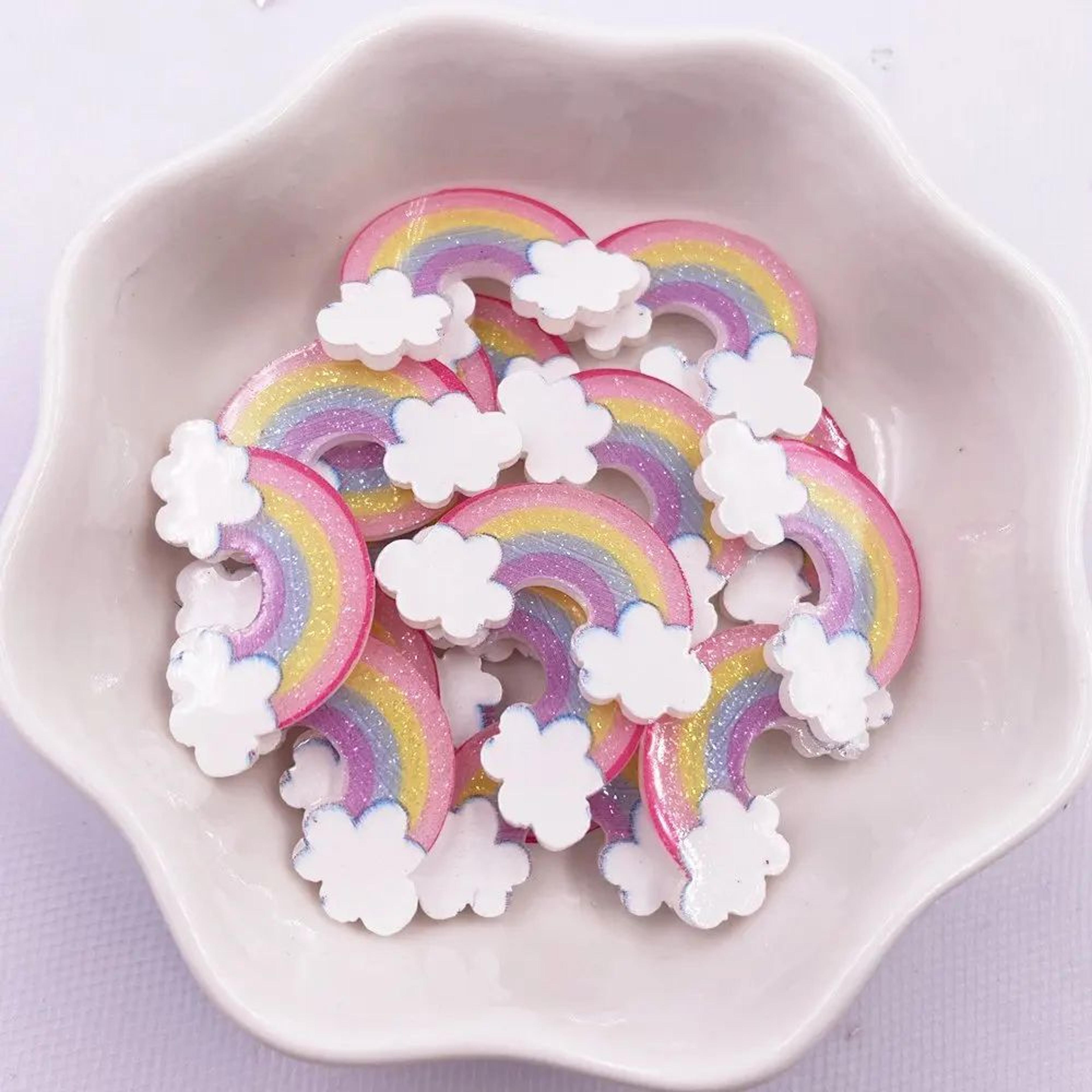 Glitter Rainbow Cloud Acrylic Flatback DIY Set 2