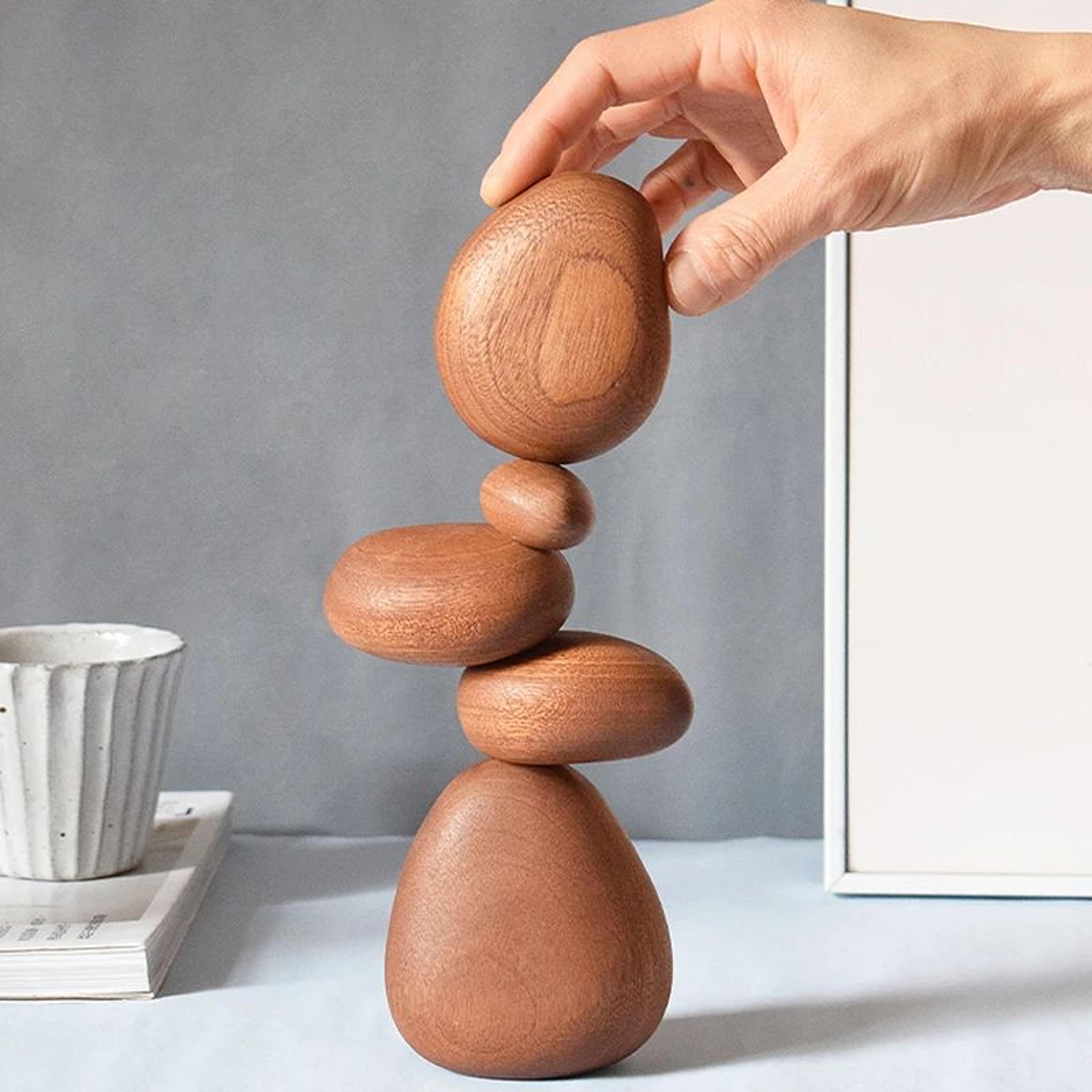 Nordic Wooden Stone Puzzle Decor Art Ornament 1
