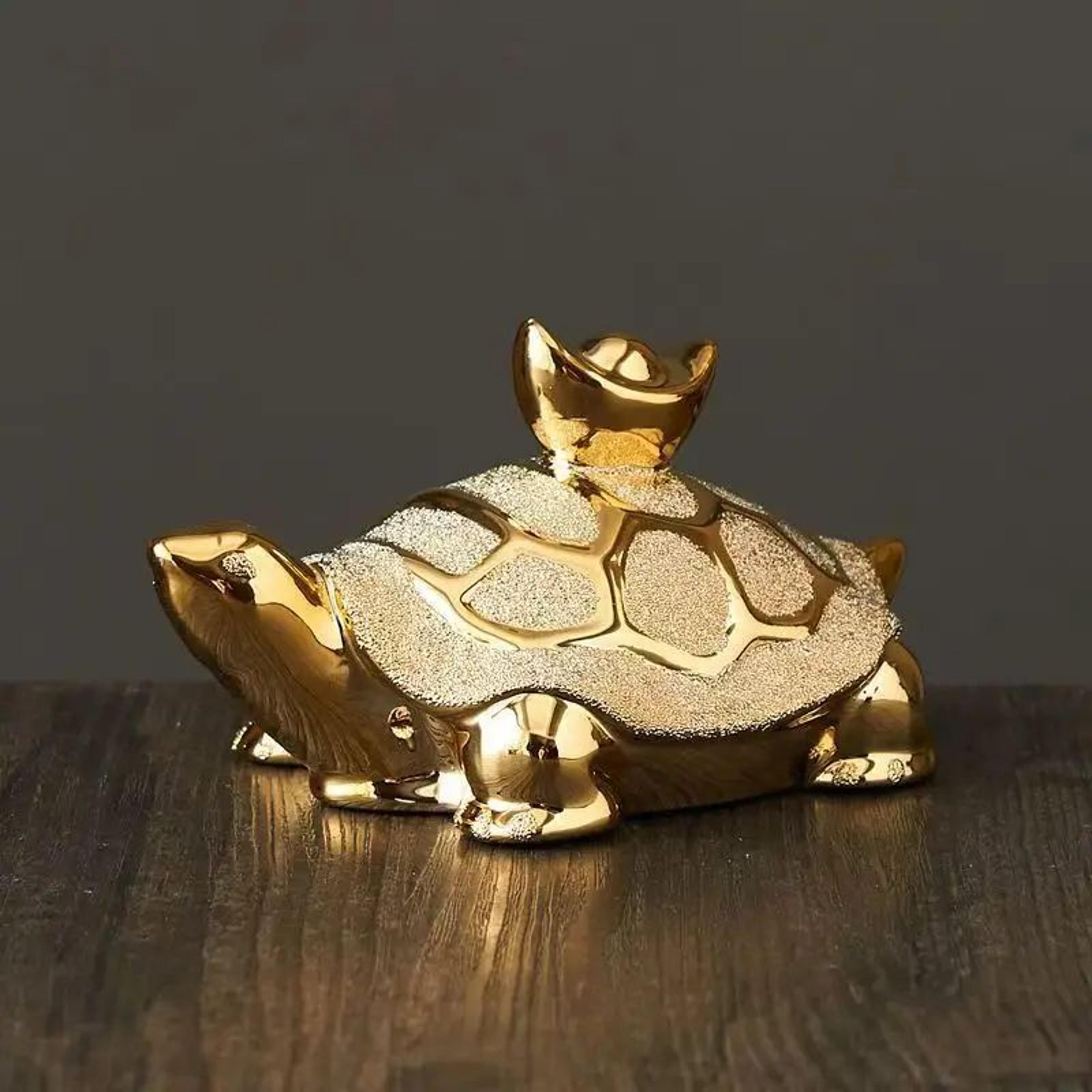 Golden Longevity Turtle Figurine Desk Decor 7