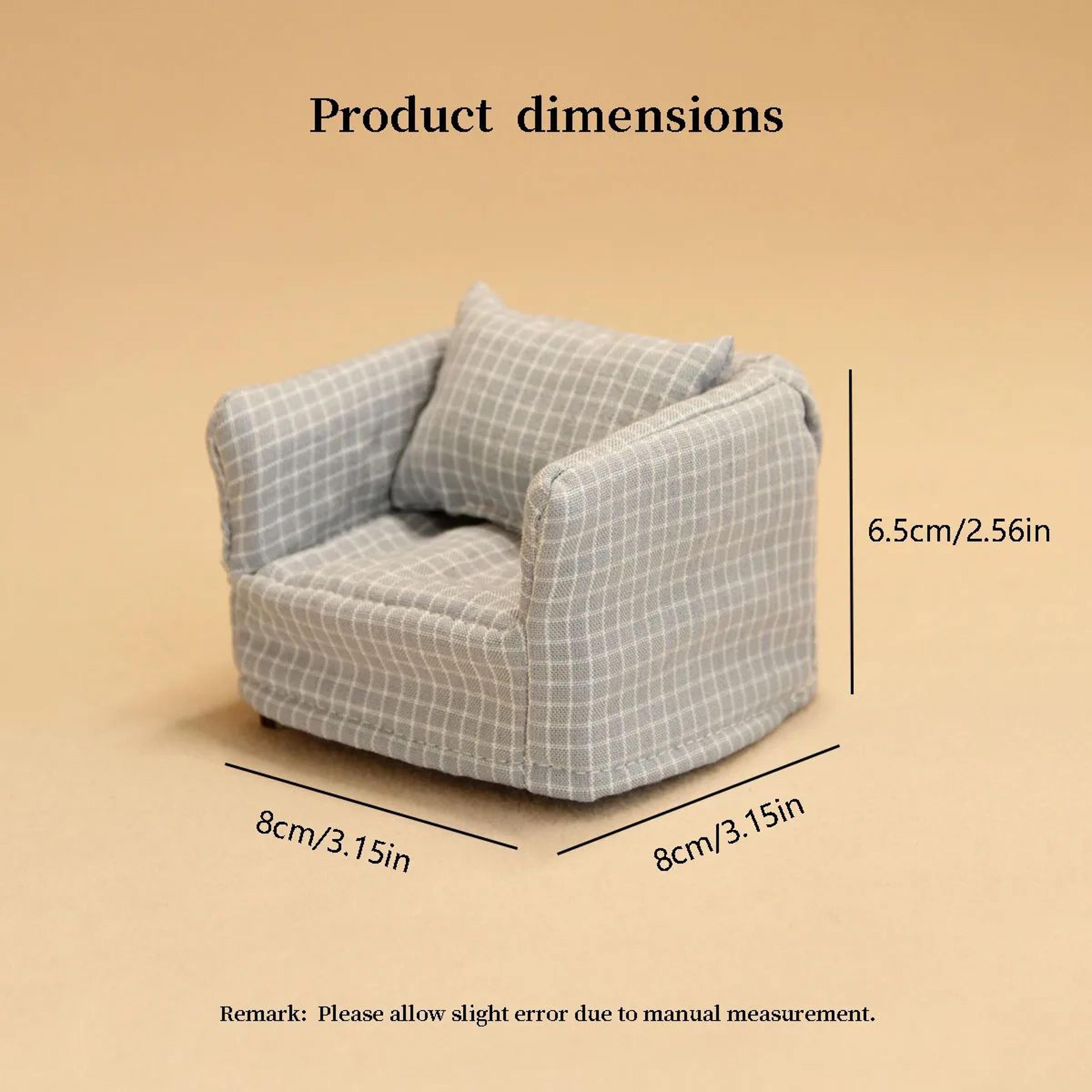 Mini Plaid Wooden Sofa For Dollhouse Decor 1