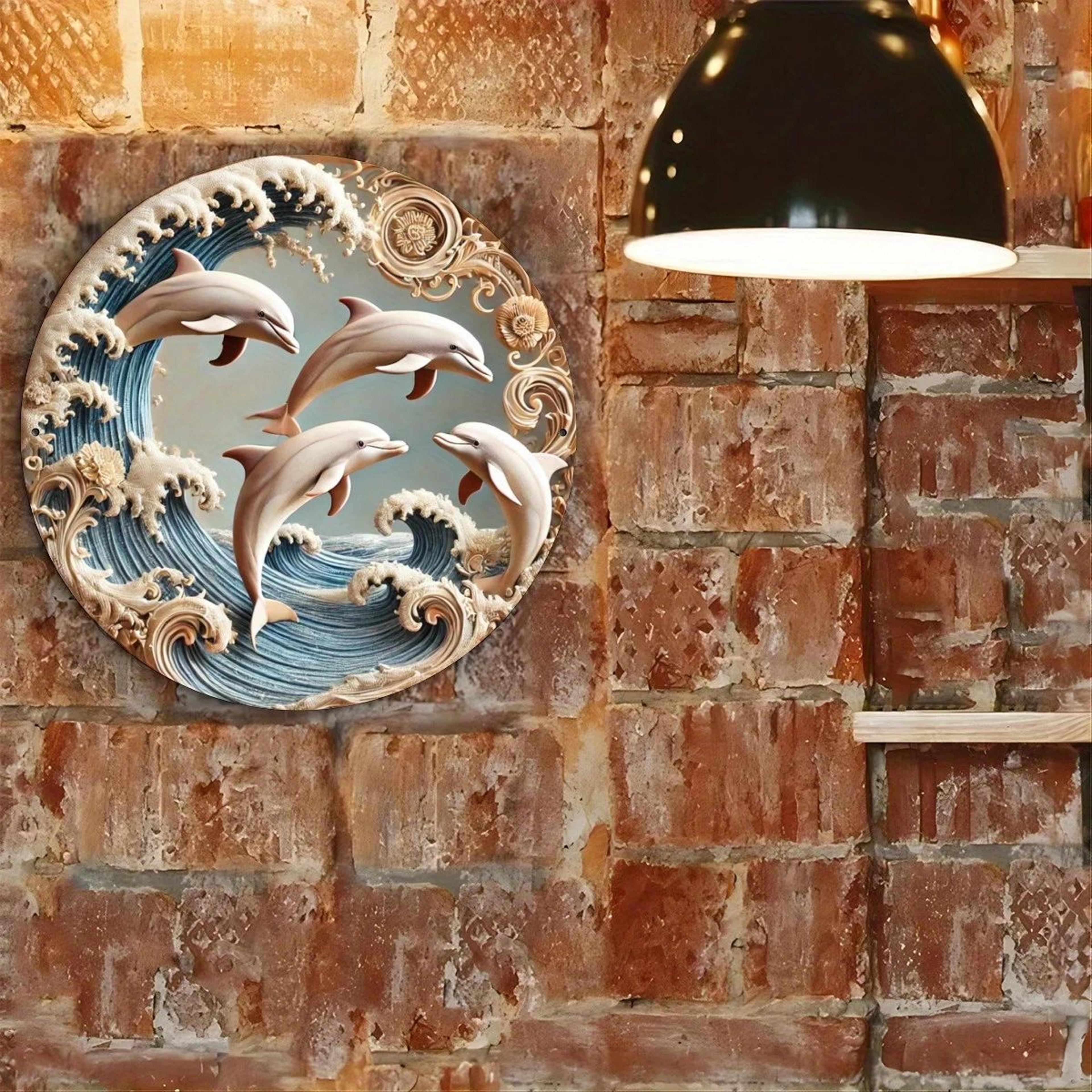 Dolphin Wooden Wall Plaque Ocean Theme Decor 3