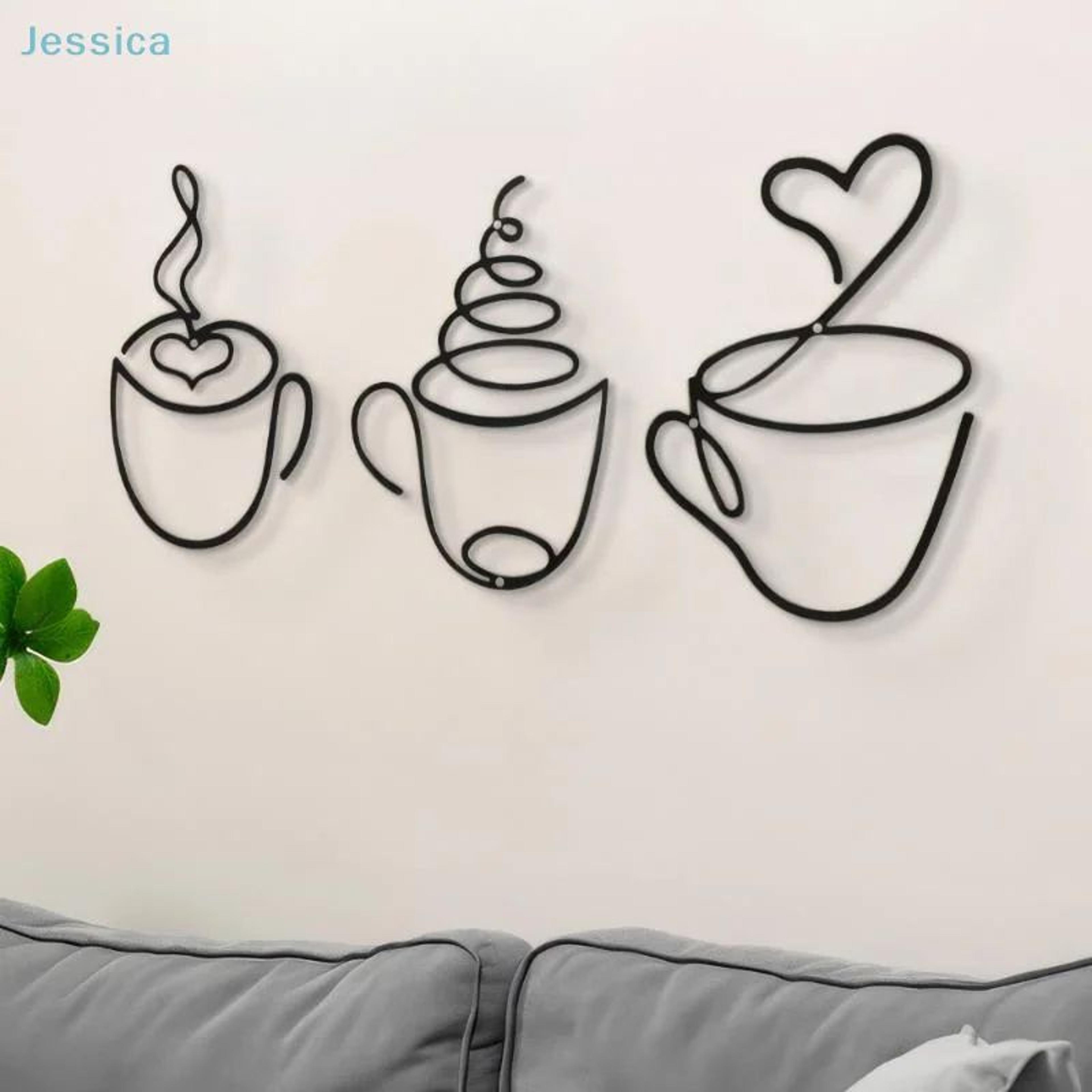 Black Metal Coffee Cup Wall Art Decor 2