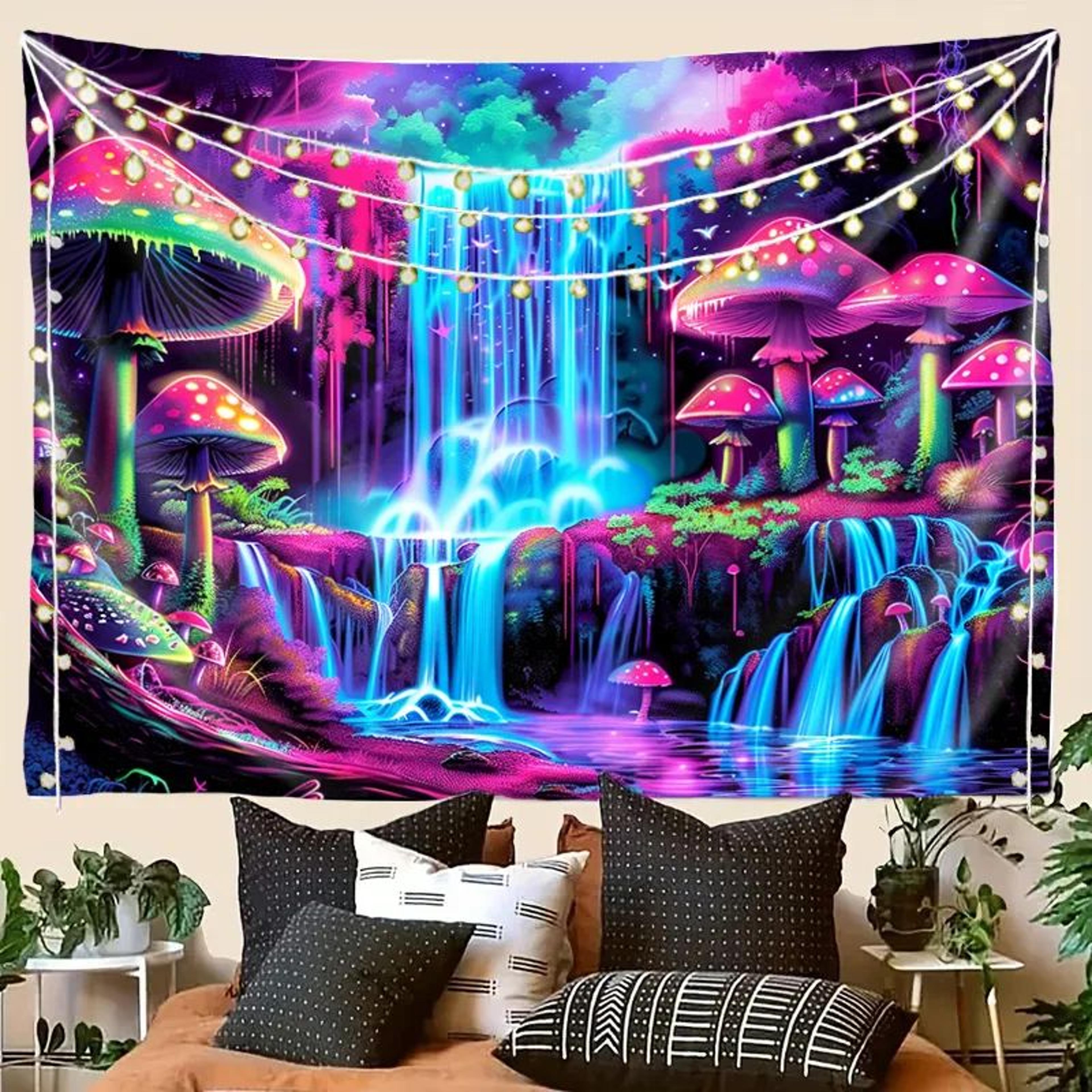 Psychedelic Forest Waterfall Tapestry Wall Decor 3