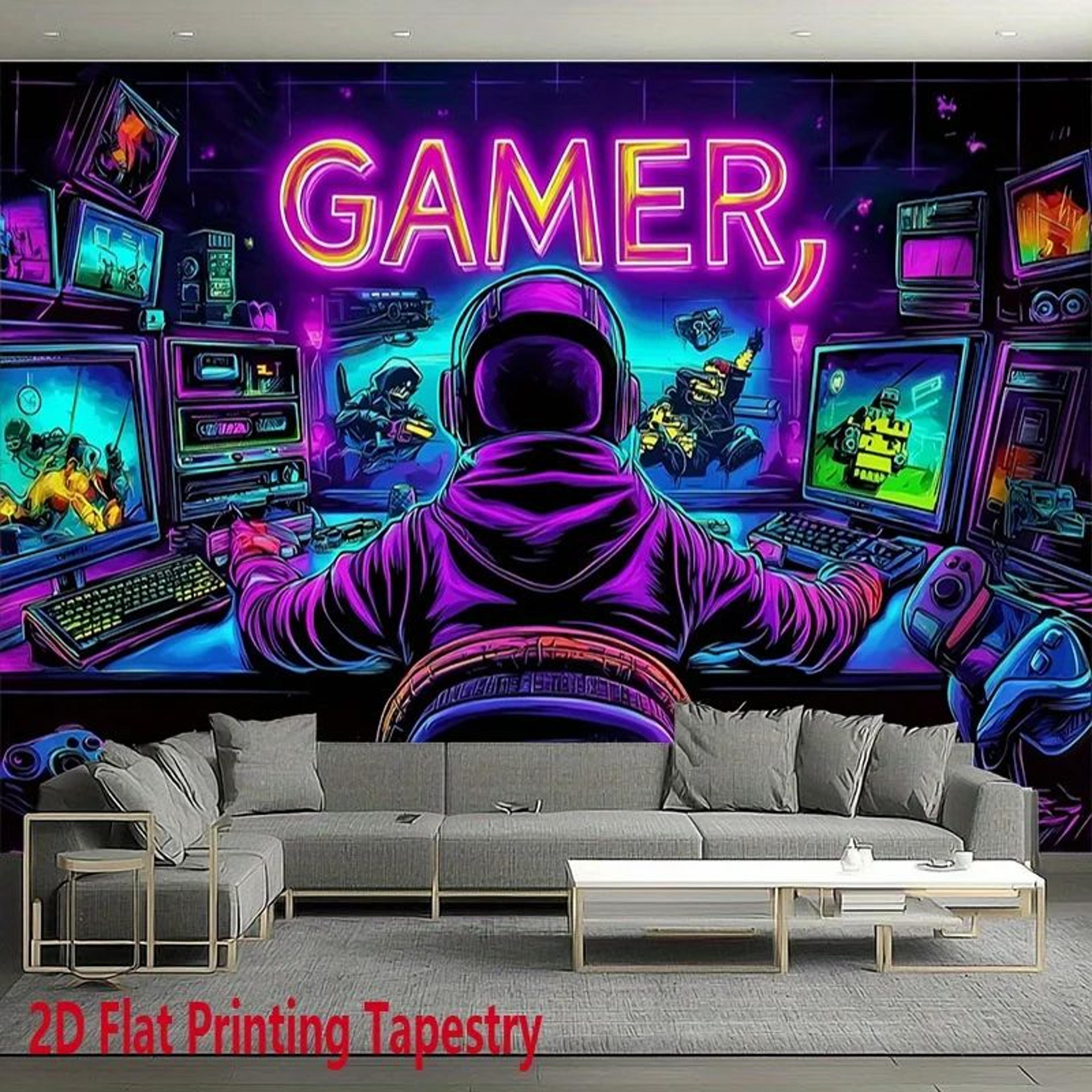 Gamer Fluorescent Psychedelic Tapestry Wall Decor 1