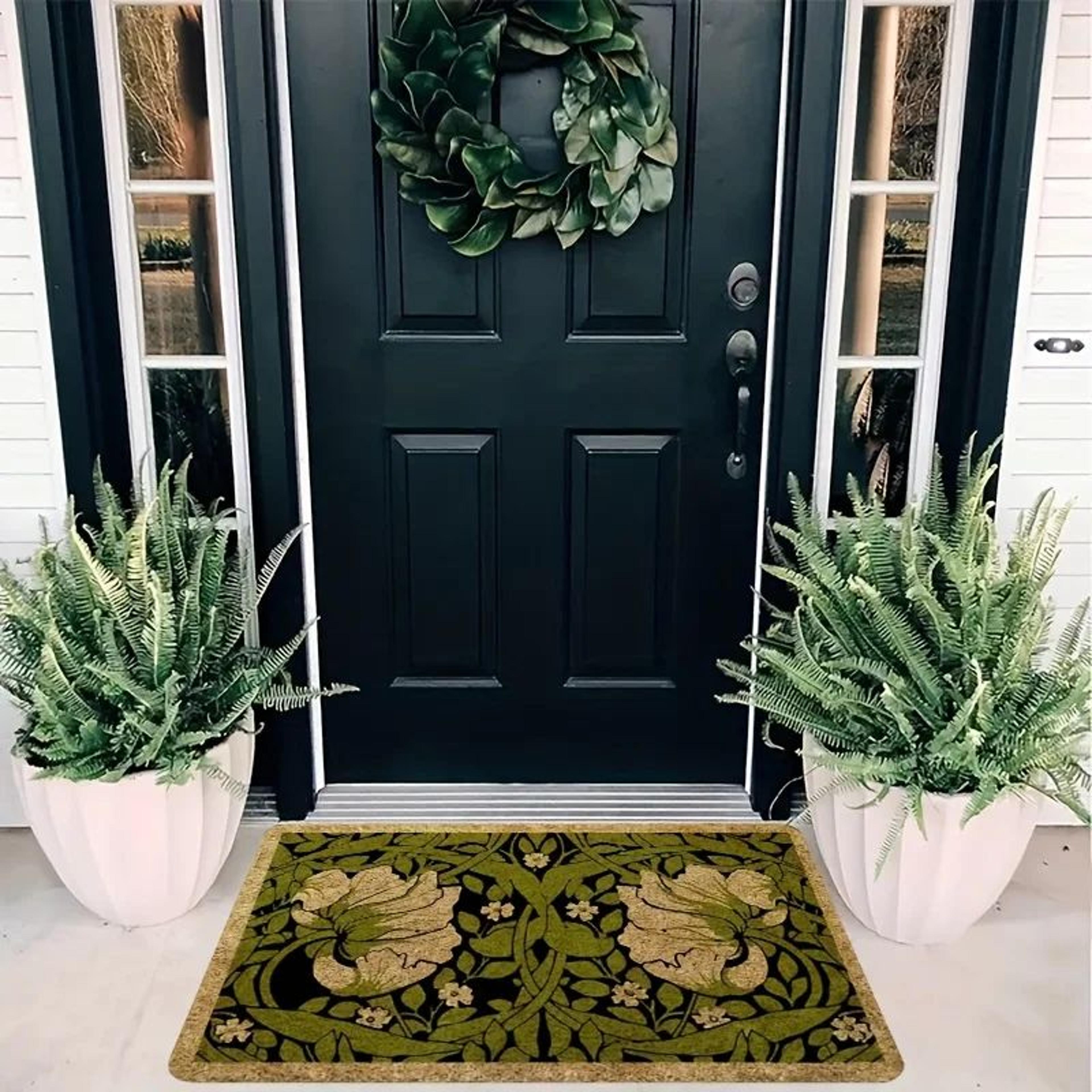 Green Floral Welcome Doormat 1