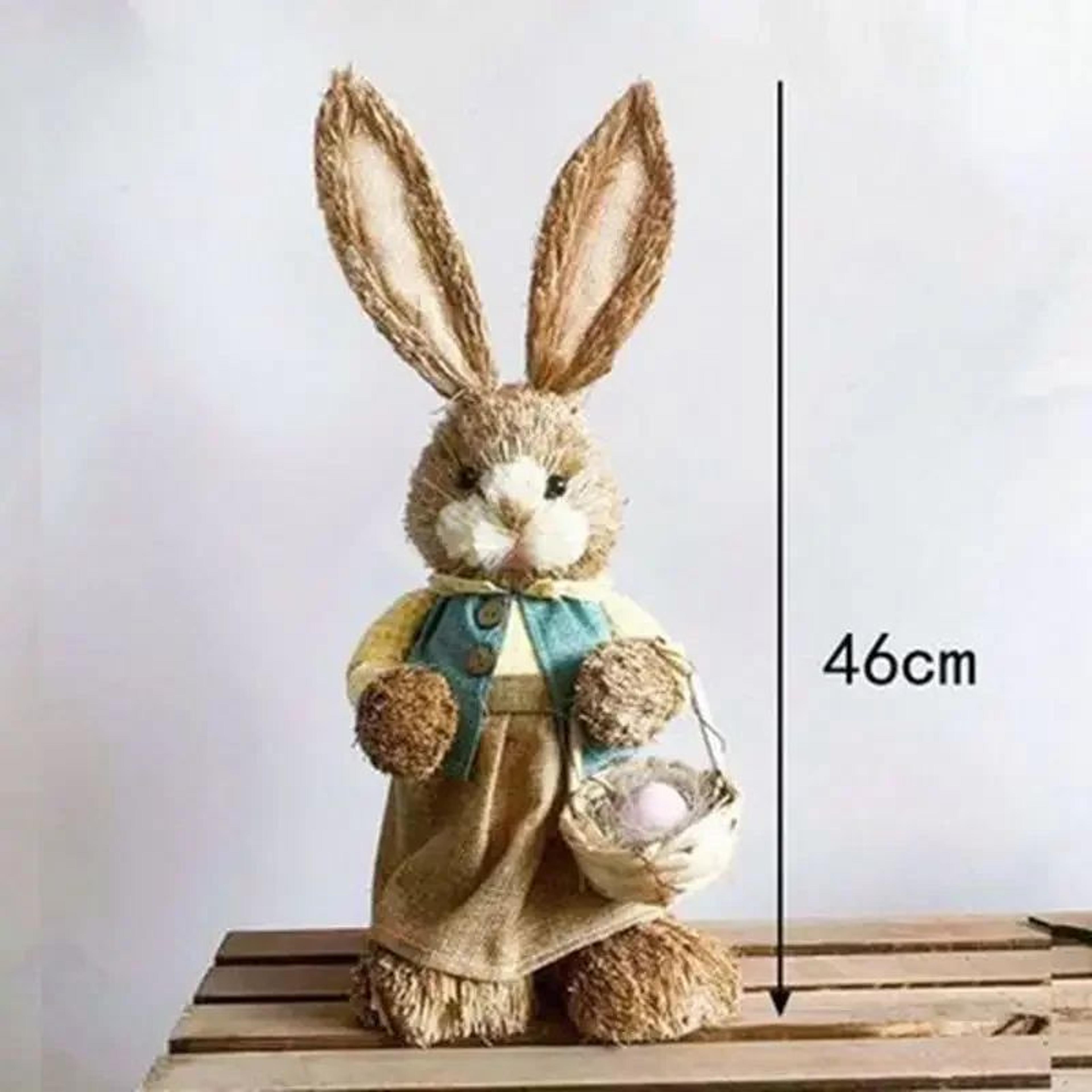 straw woven bunny easter decoration