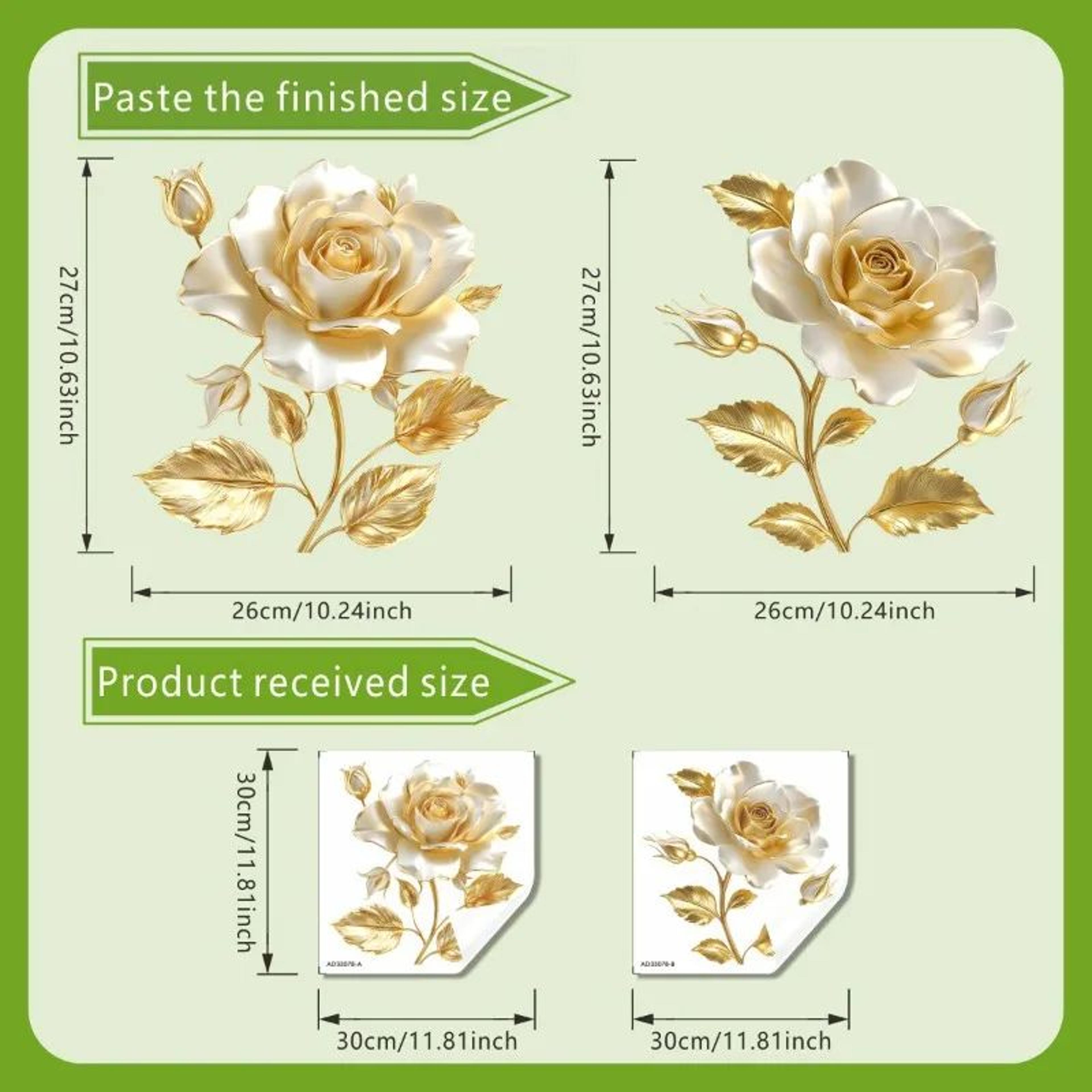 Golden Floral Toilet Sticker Decor 5