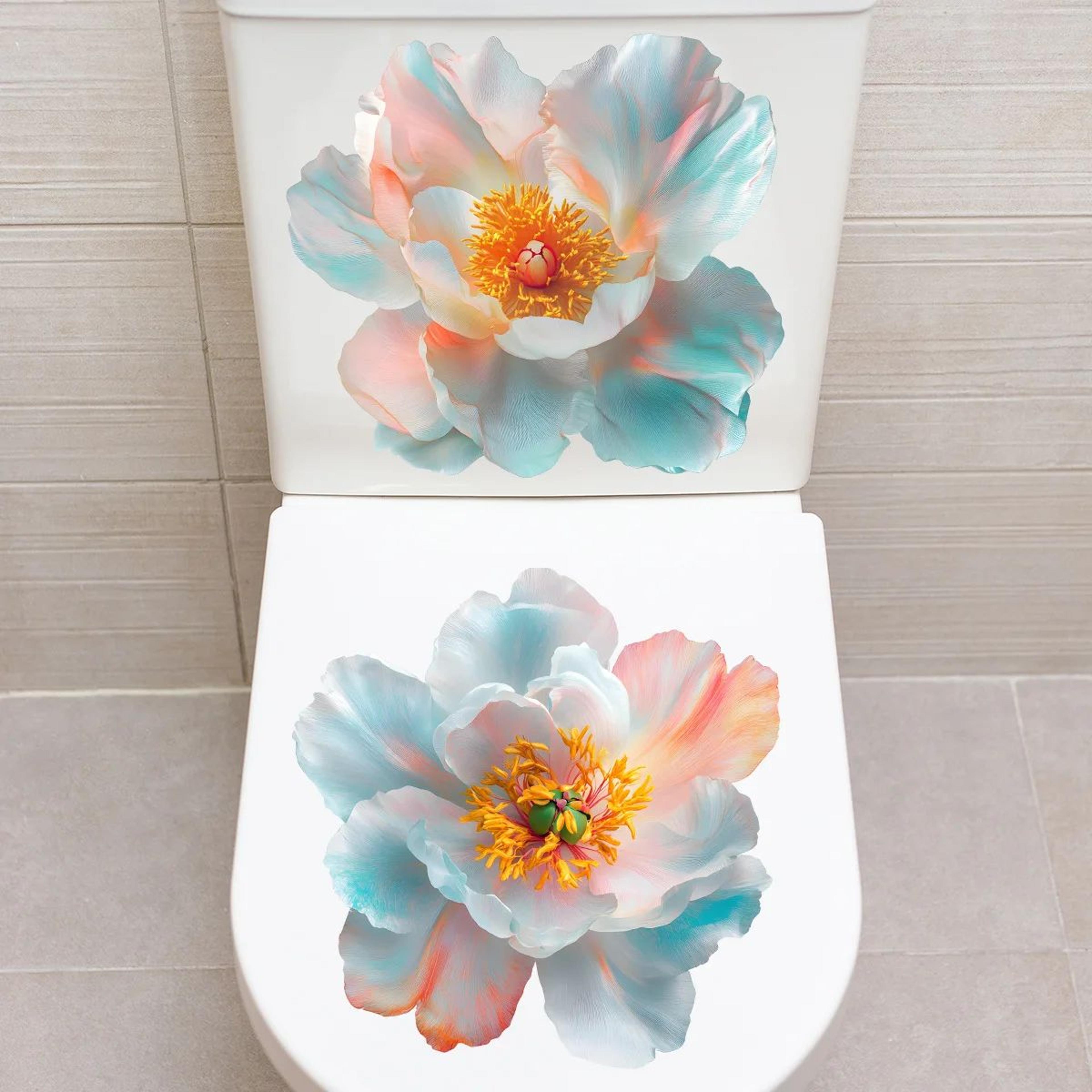 Golden Floral Toilet Sticker Decor 13