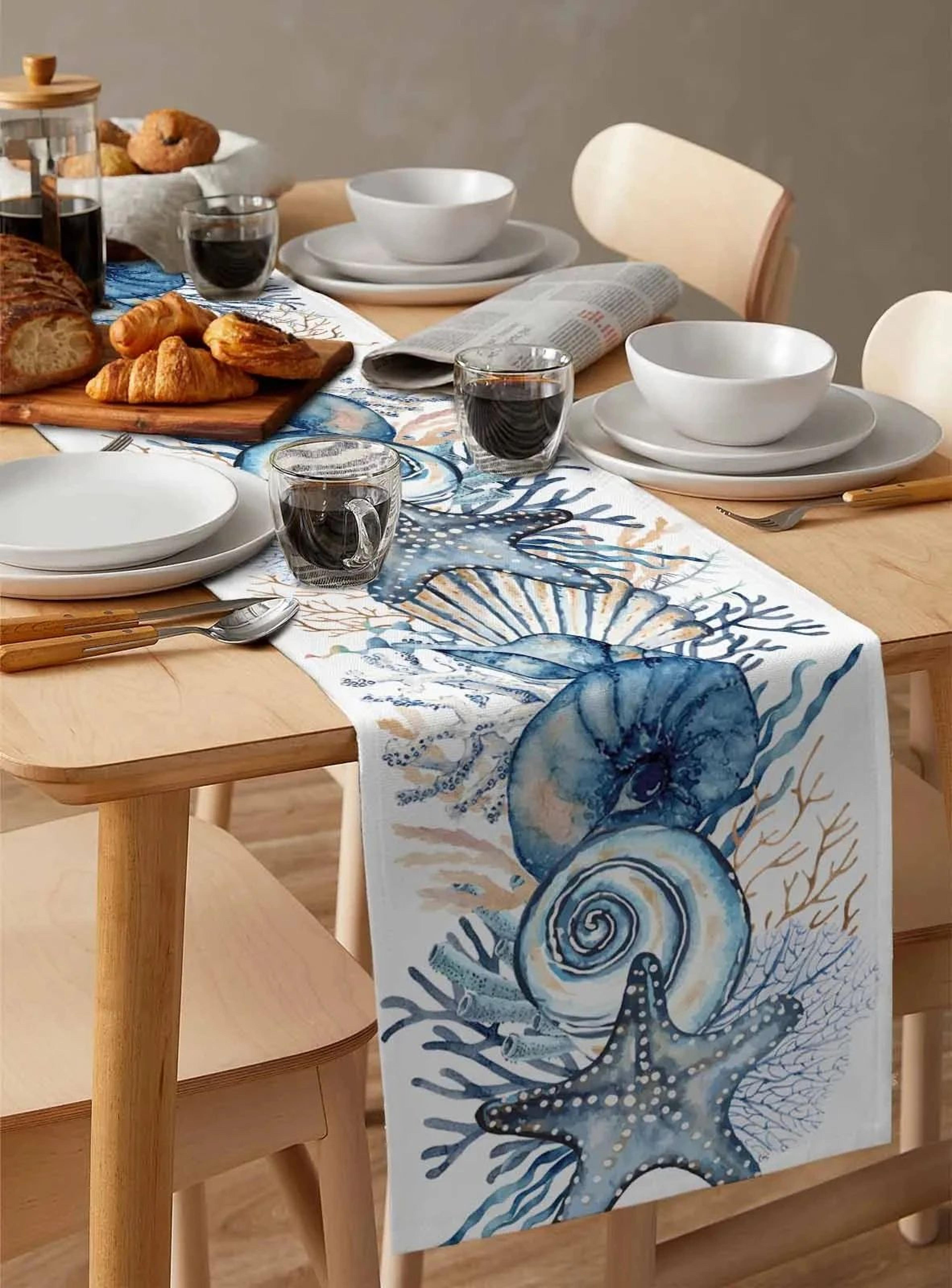 Ocean Coral Linen Table Runner For Summer Dining Decor 2