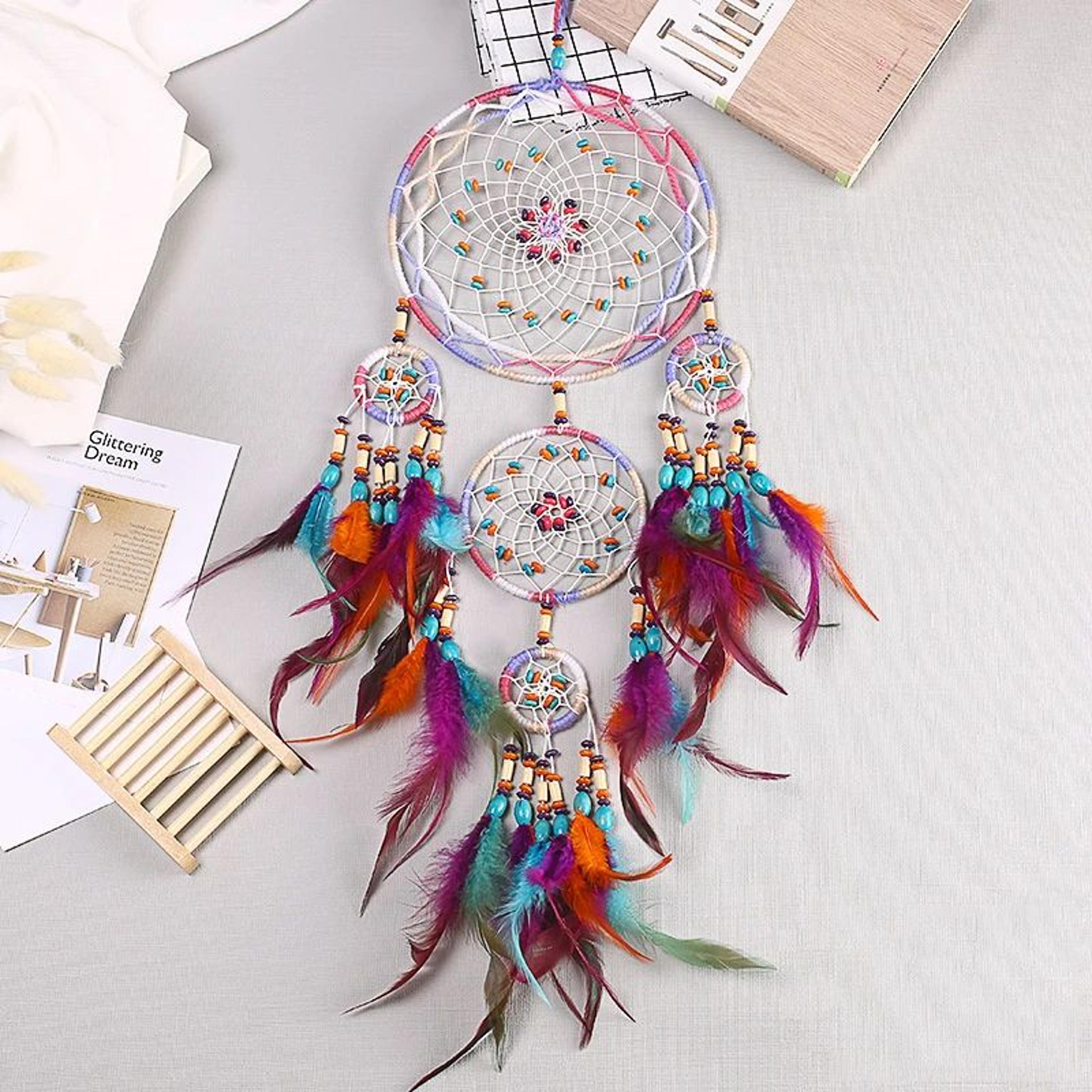 Handmade Five Ring Dream Catcher Wall Hanging Decor 3