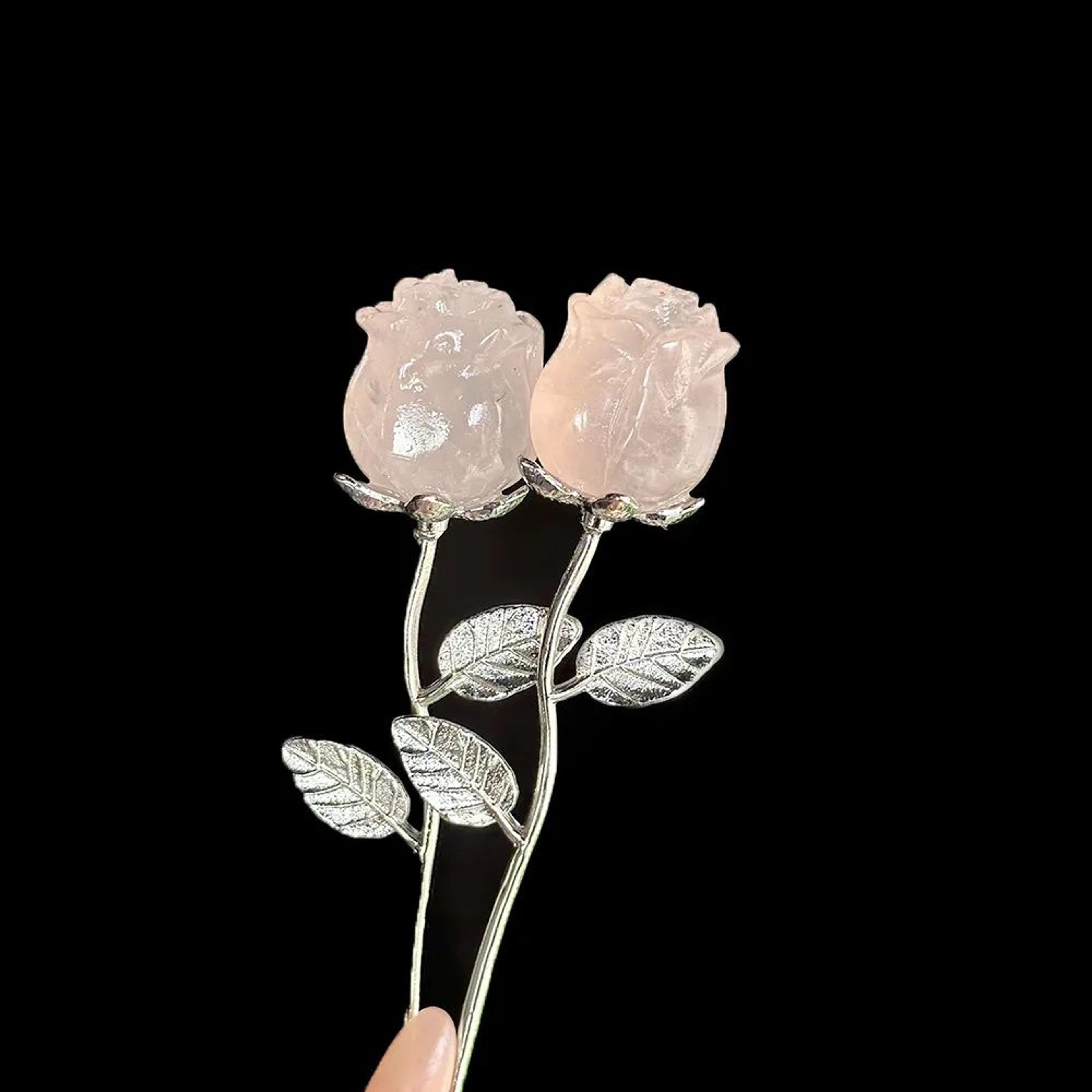 Crystal Rose Quartz Flower Ornament 16