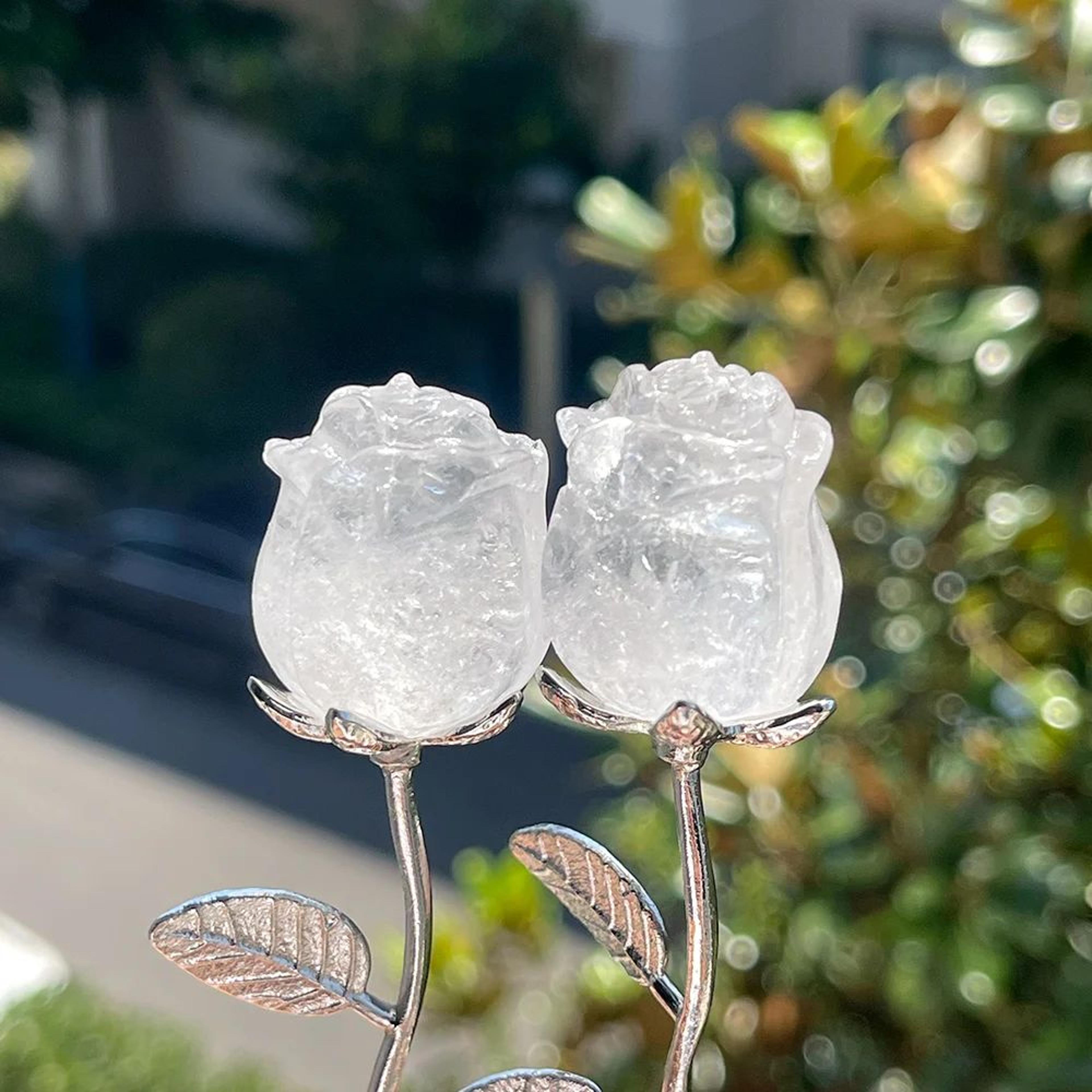 Crystal Rose Quartz Flower Ornament 18