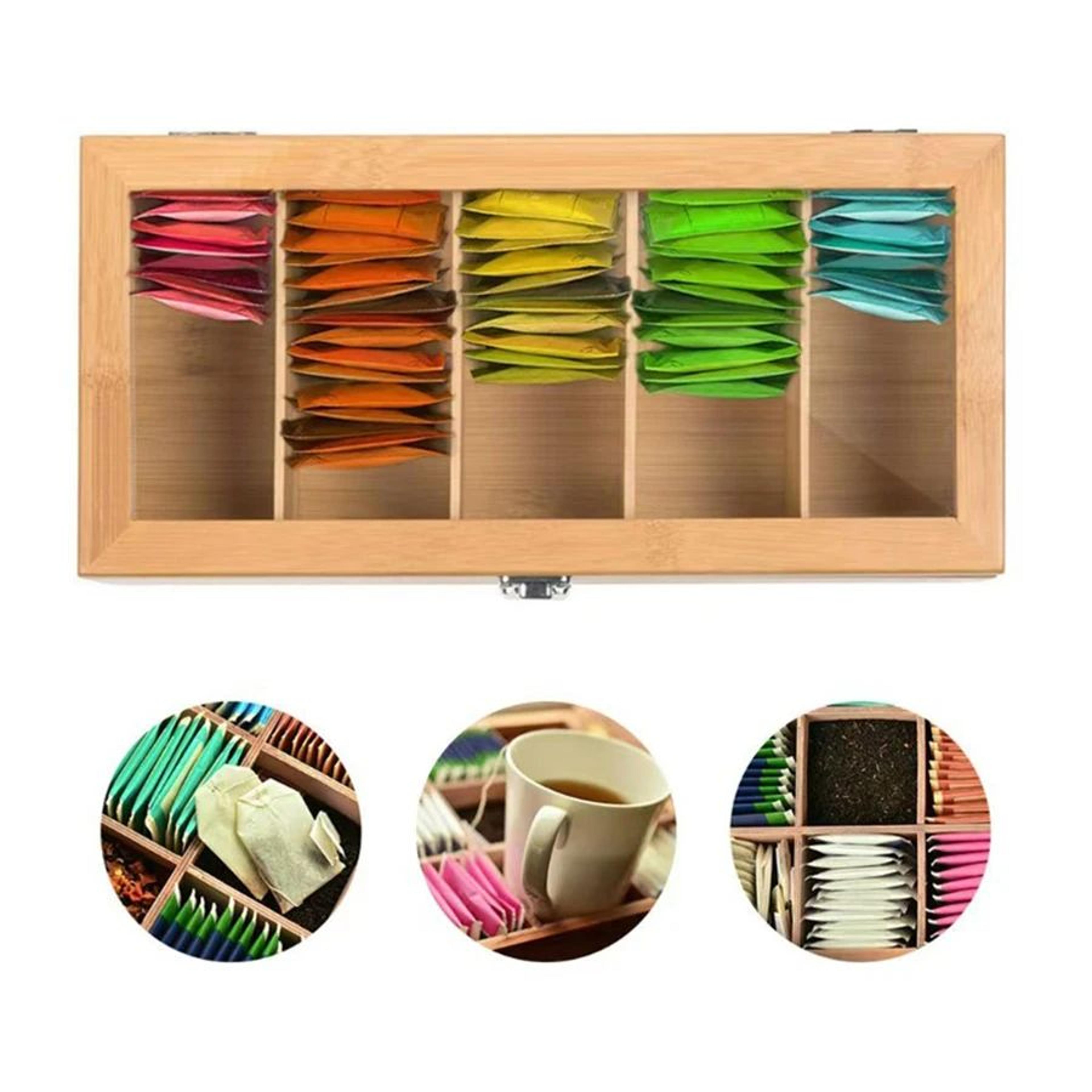 Bamboo Tea Bag Storage Organizer Box 3