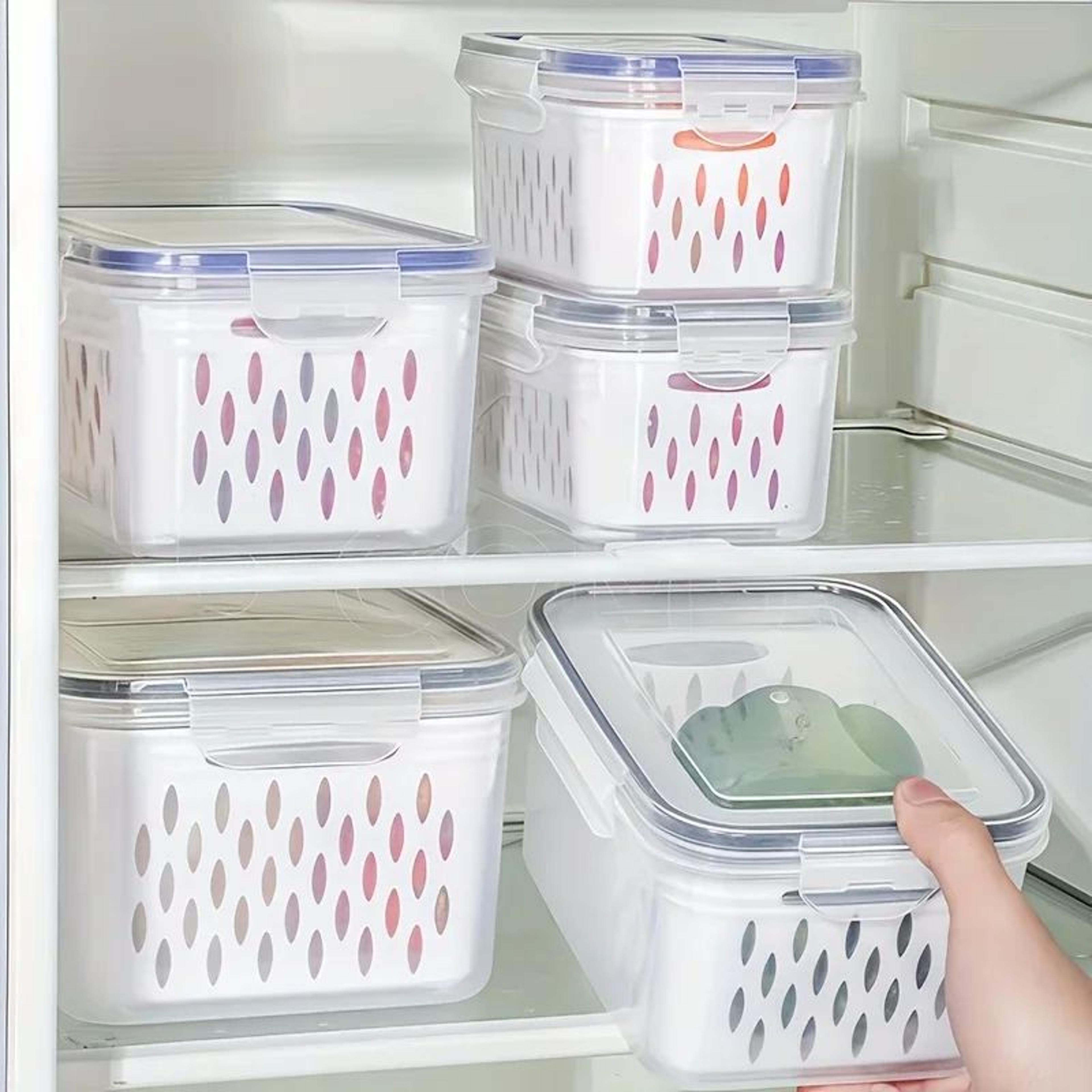 Fridge Food Storage Containers With Strainer Set 9