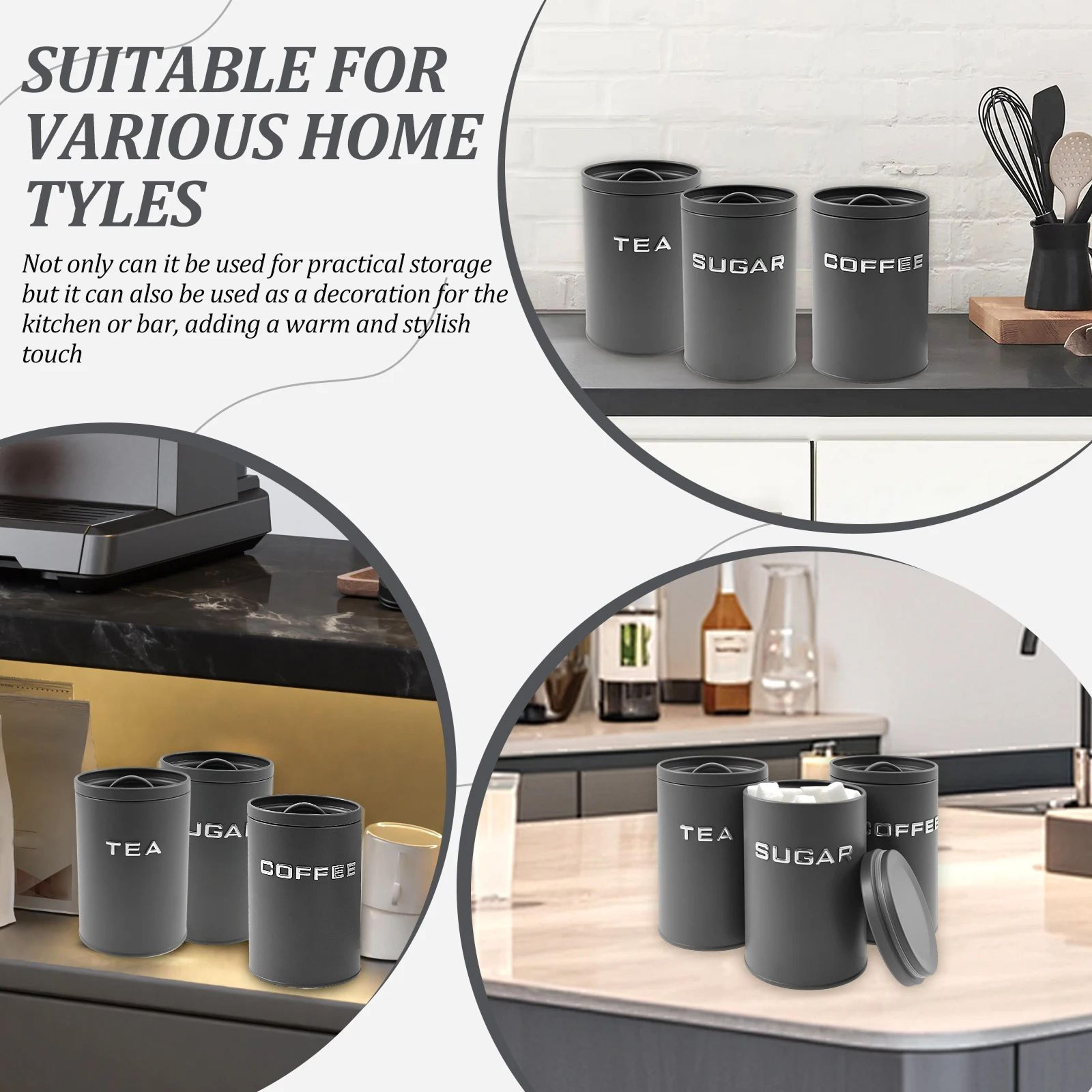 Airtight Coffee Tea Sugar Canister Set 5