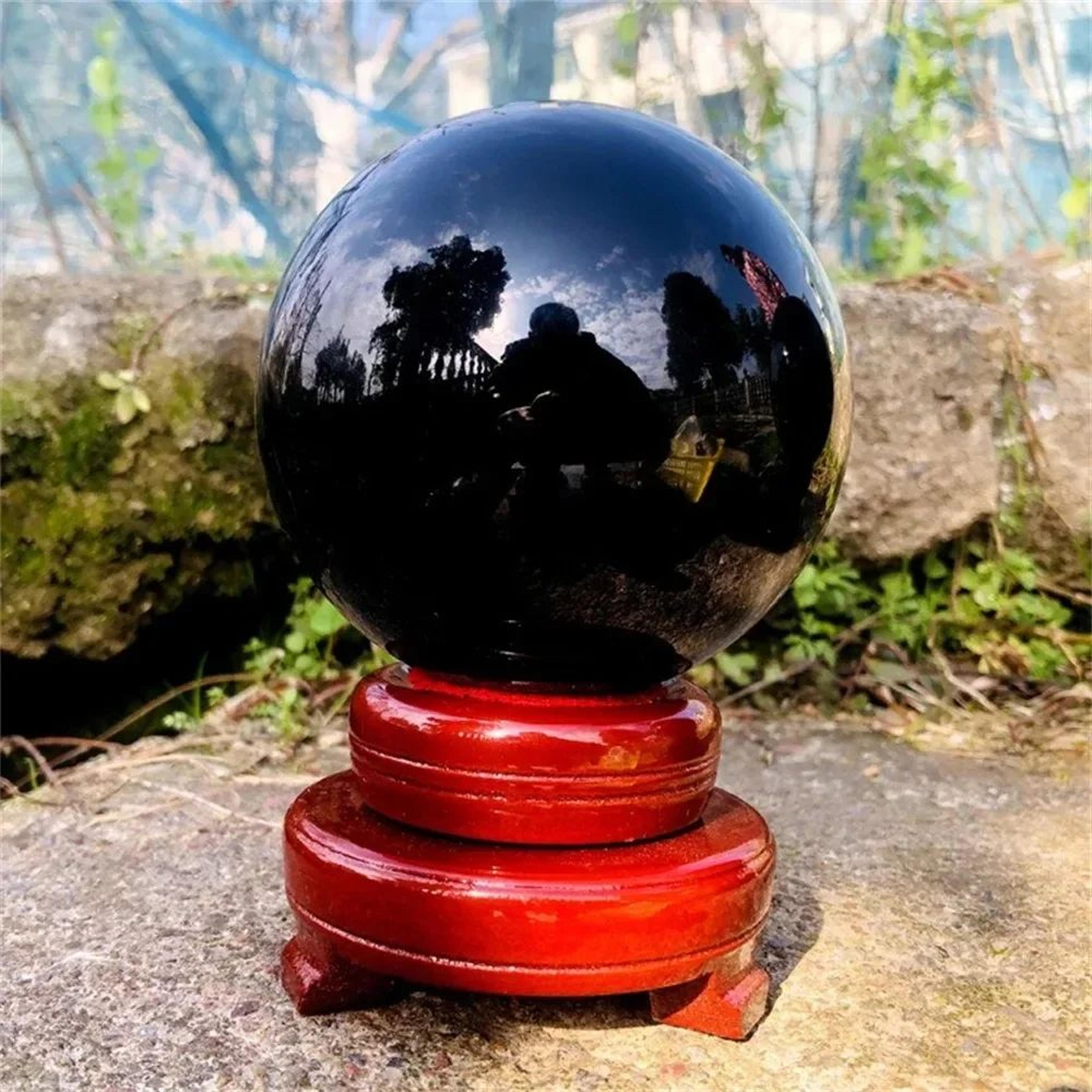 Natural Black Tourmaline Crystal Sphere Decor 4