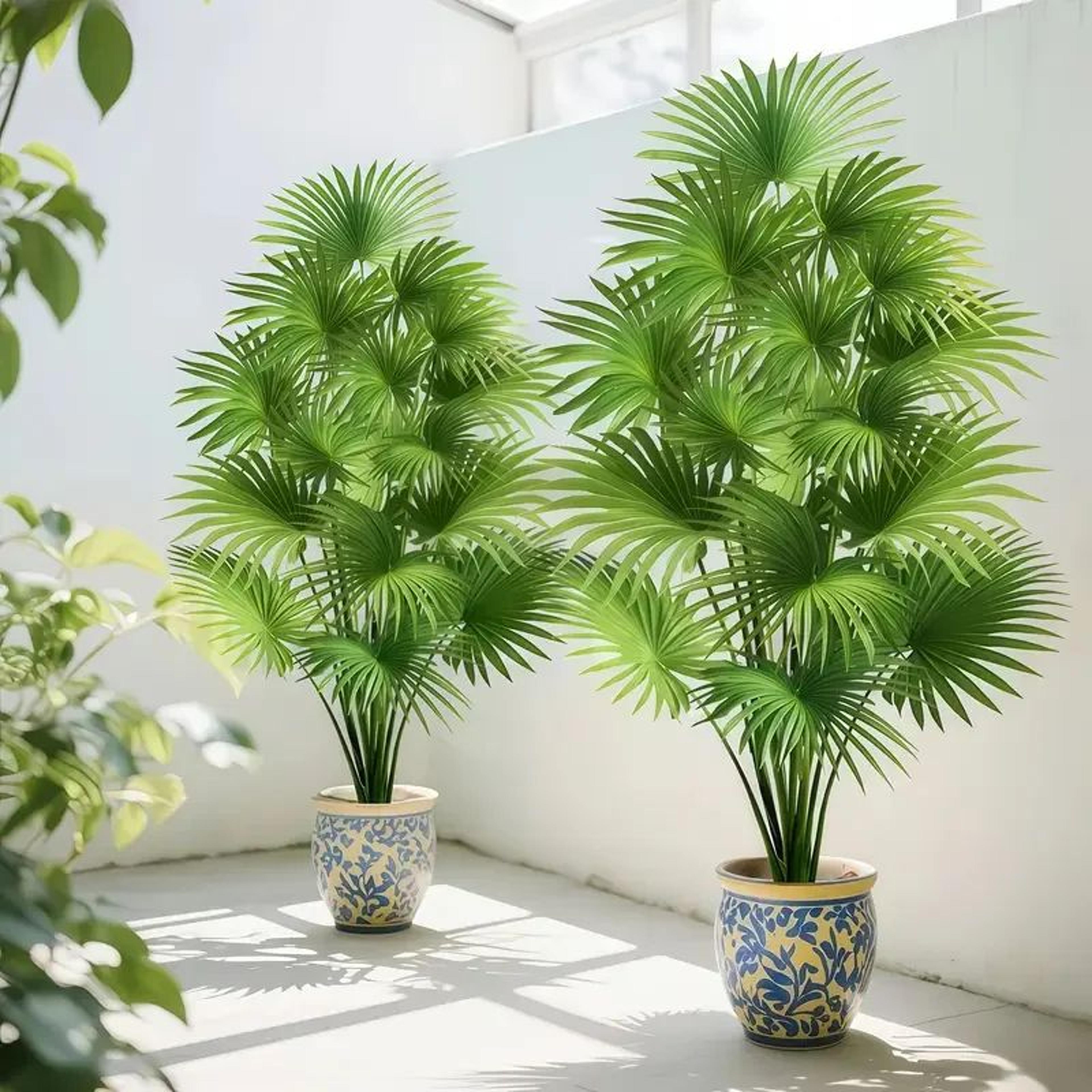 Large Artificial Fan Leaf Palm Plant Decor 0