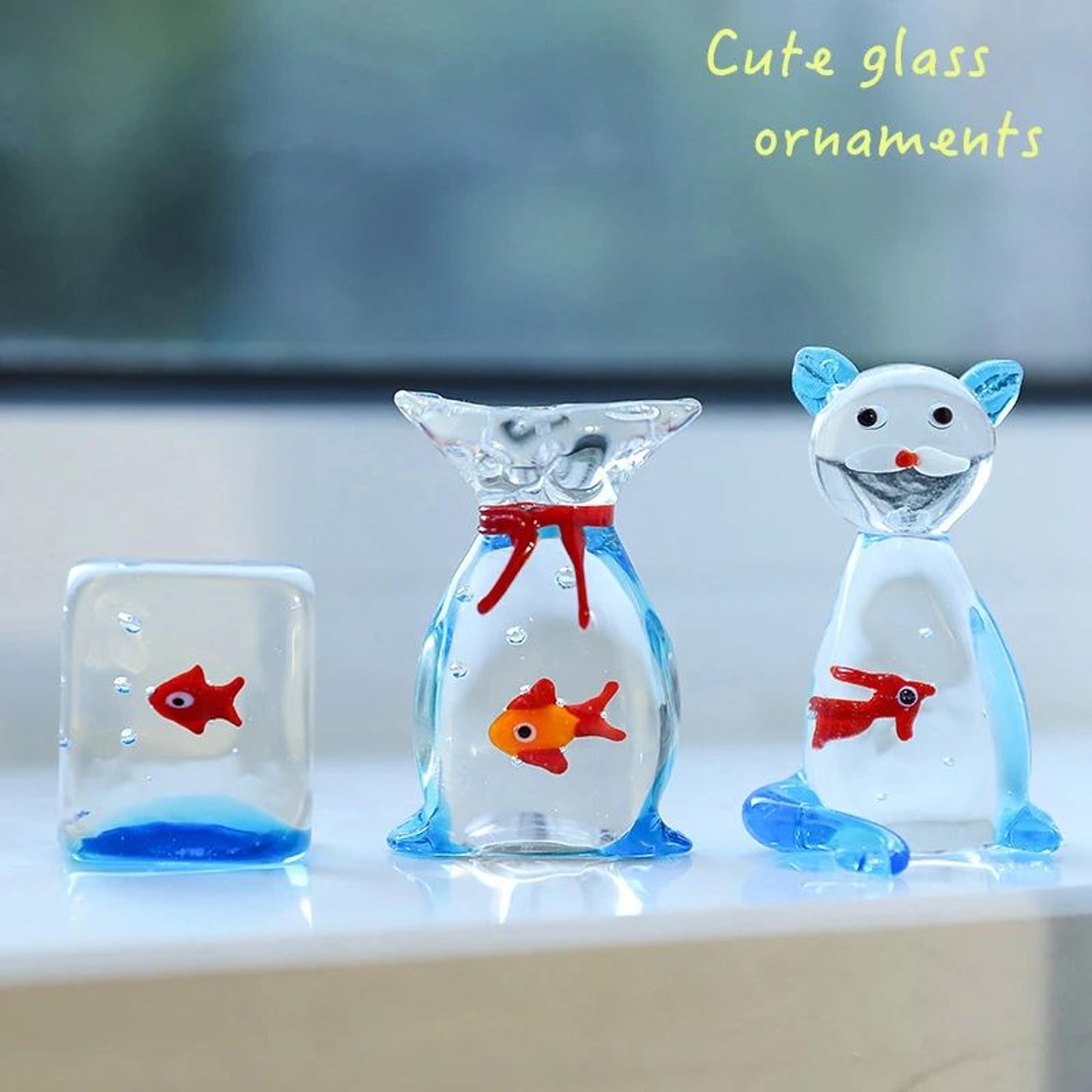 Handcrafted Glass Pocket Fish Figurine Mini Colorful Desktop Decor 2