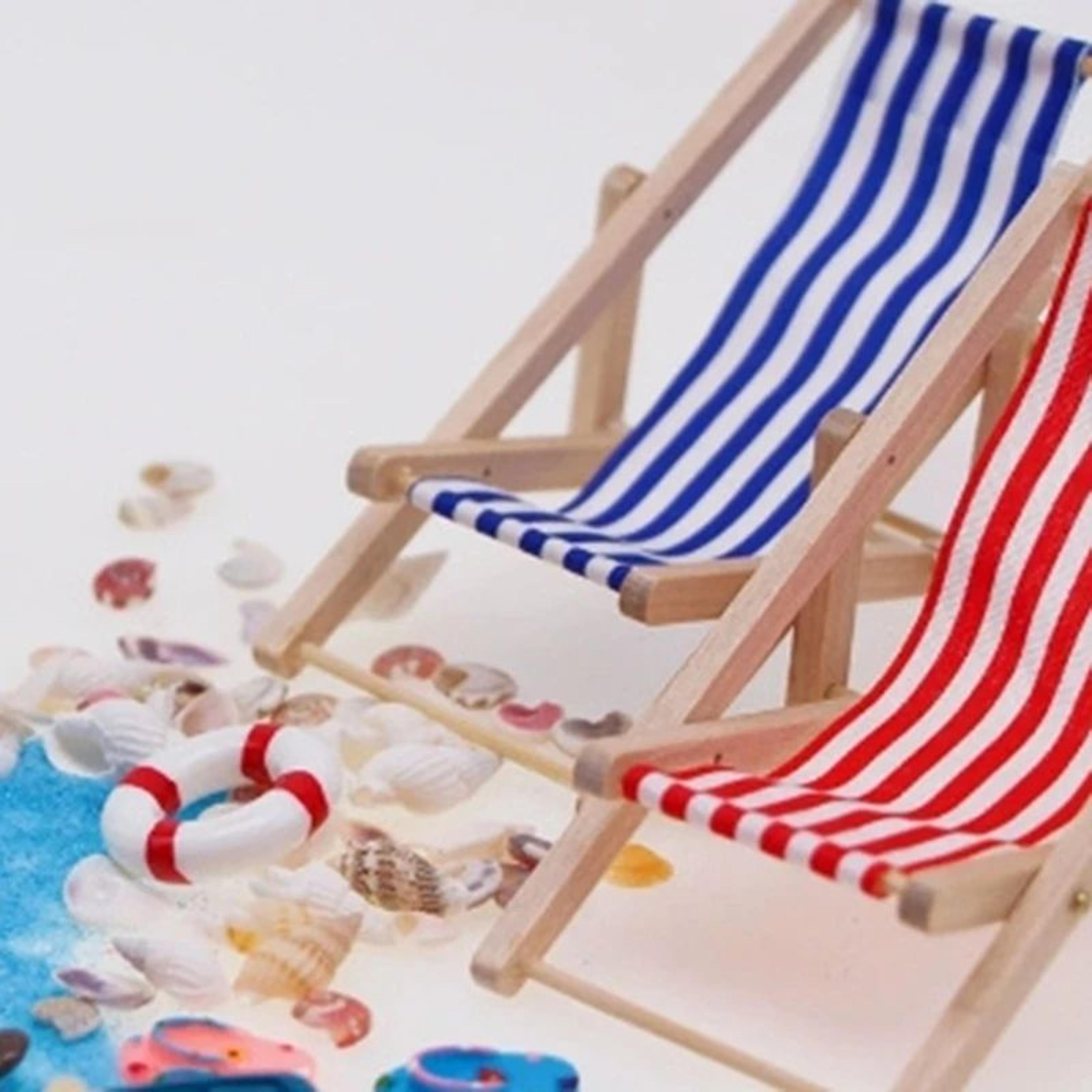 Mini Dollhouse Beach Chair And Umbrella Set Fairy Garden Decor 1