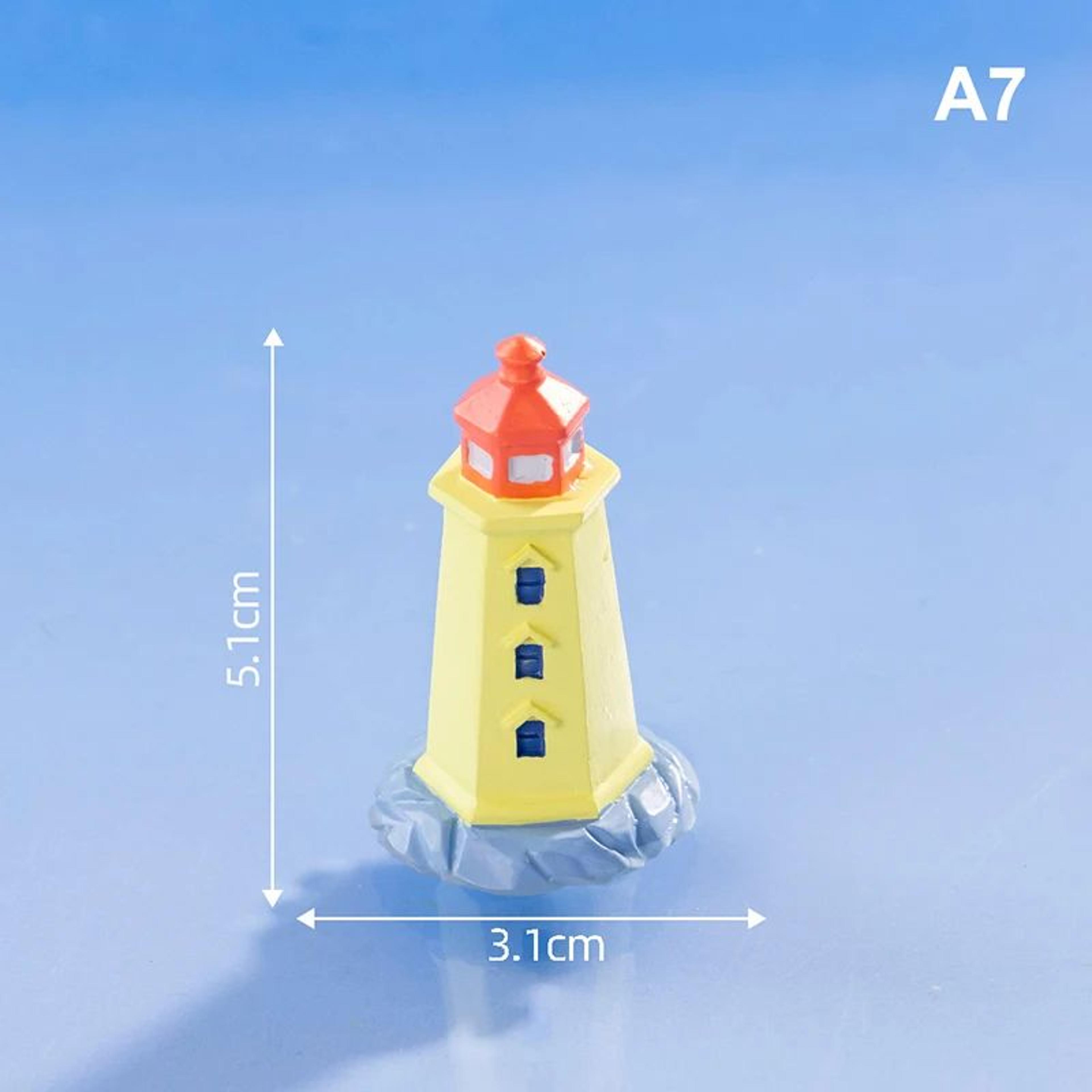 Mini Ocean Lighthouse Figurine Resin Decor For Fairy Garden 12