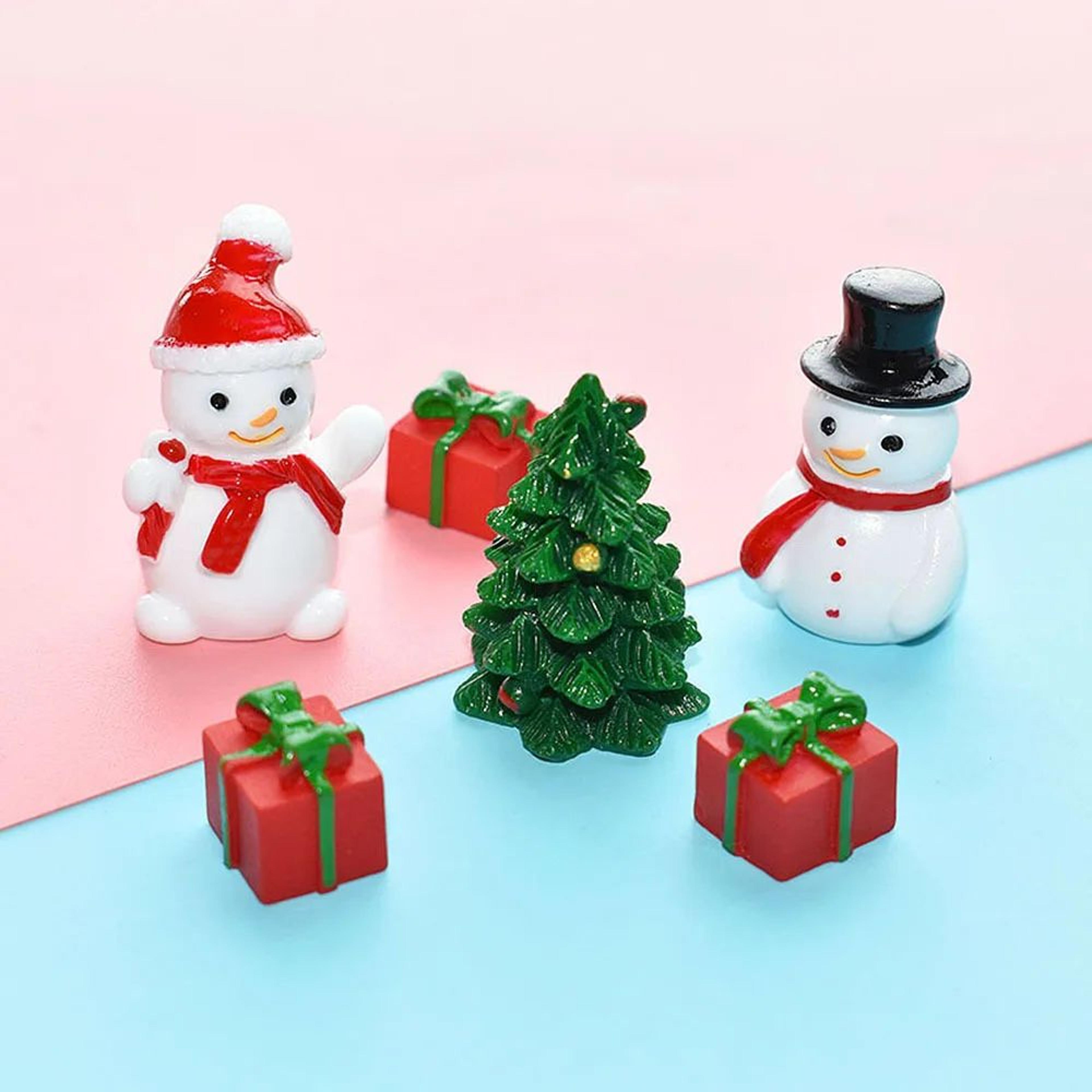 Mini Christmas Snowman Figurines Resin Set For DIY Garden Decor 5