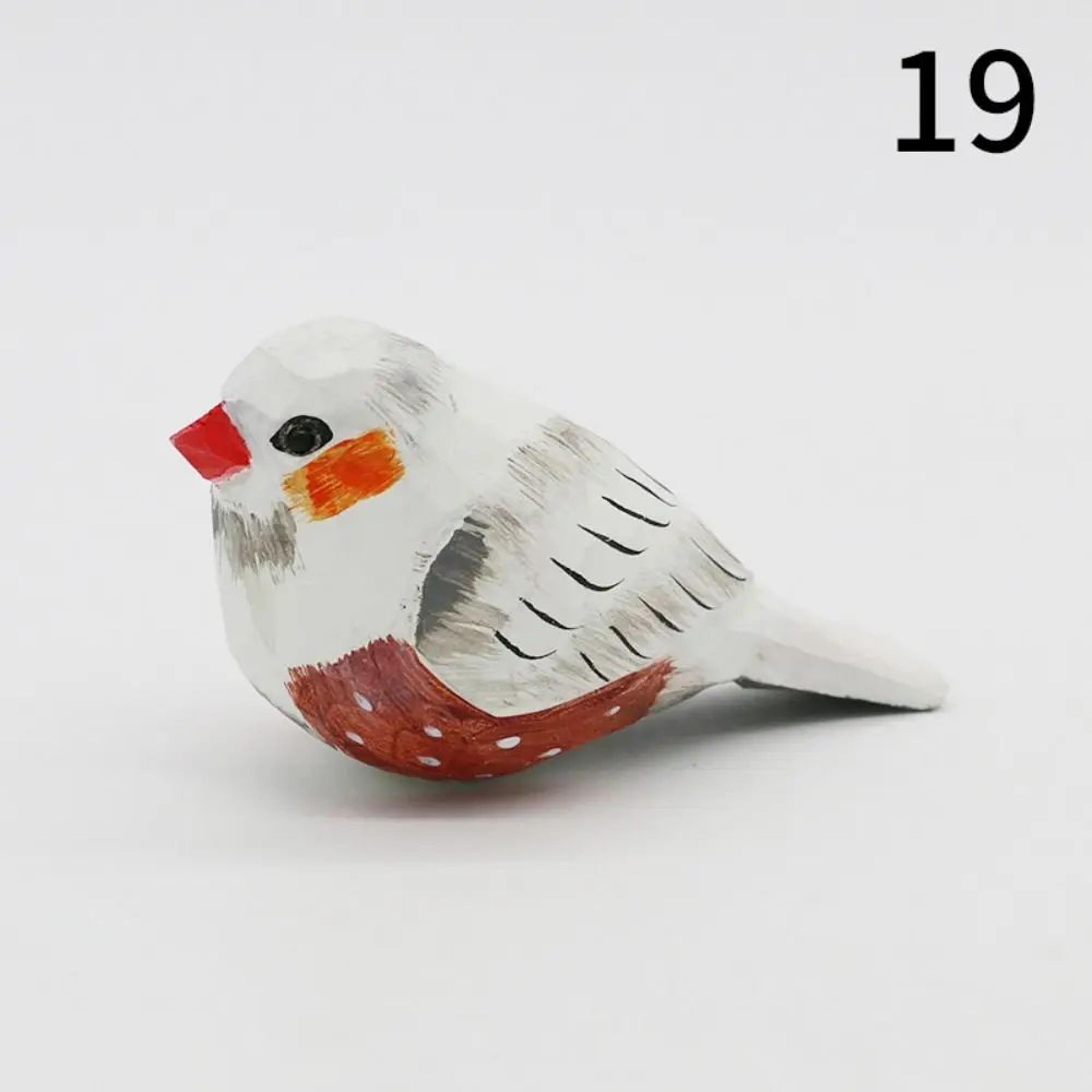 Handmade Wooden Bird Figurine Cute Carved Mini Decor 24