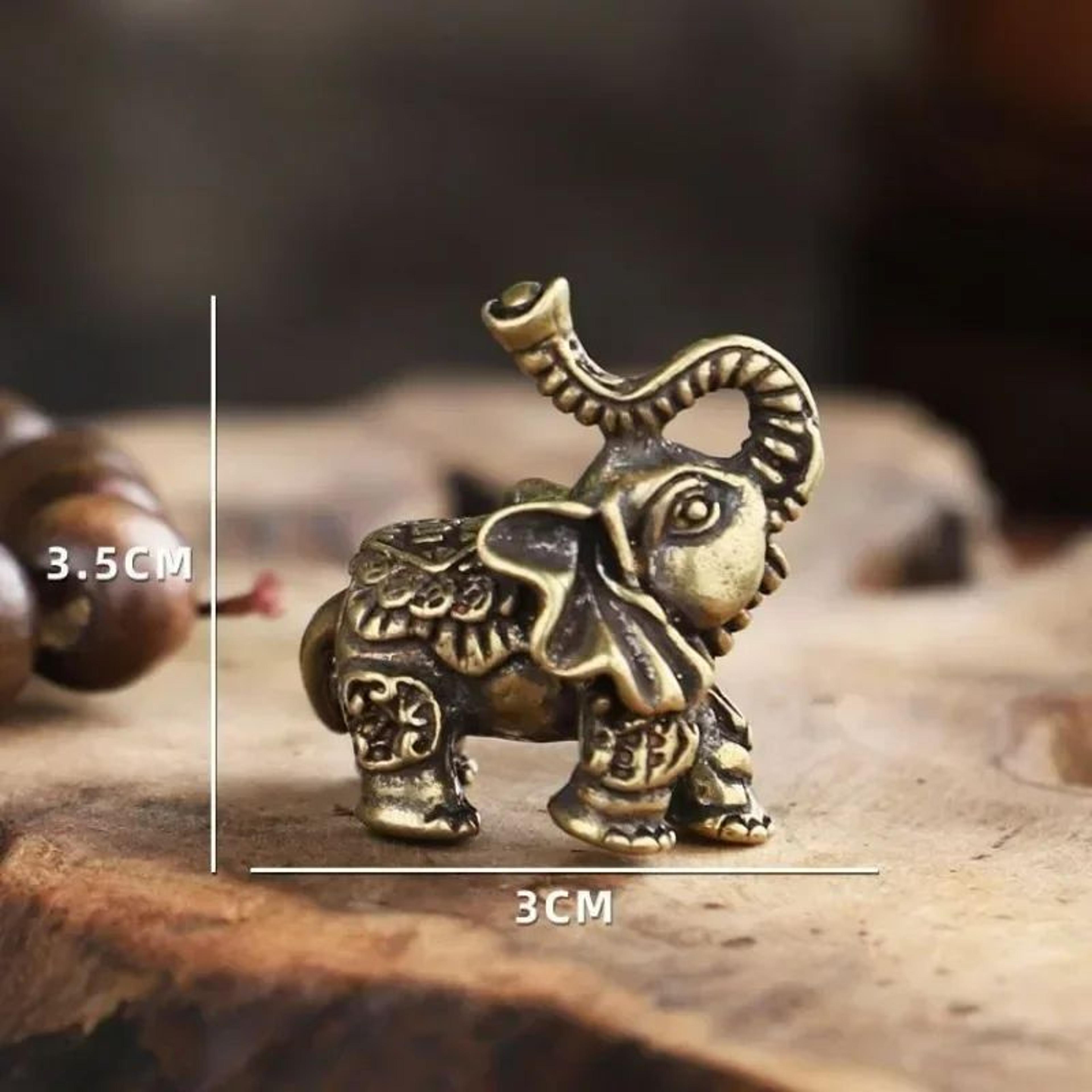 Mini Brass Elephant Figurine Lucky Decor 1