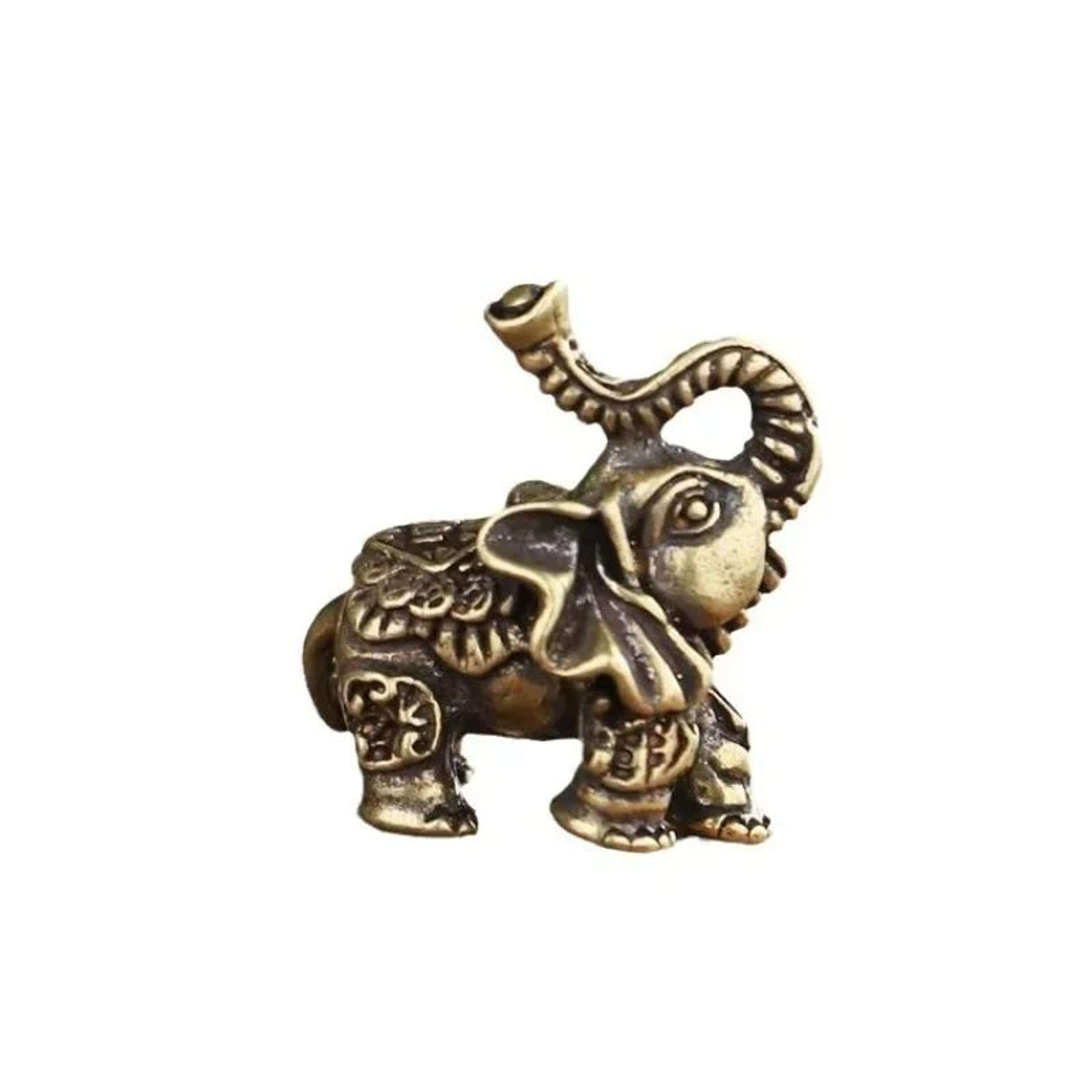 Mini Brass Elephant Figurine Lucky Decor 3