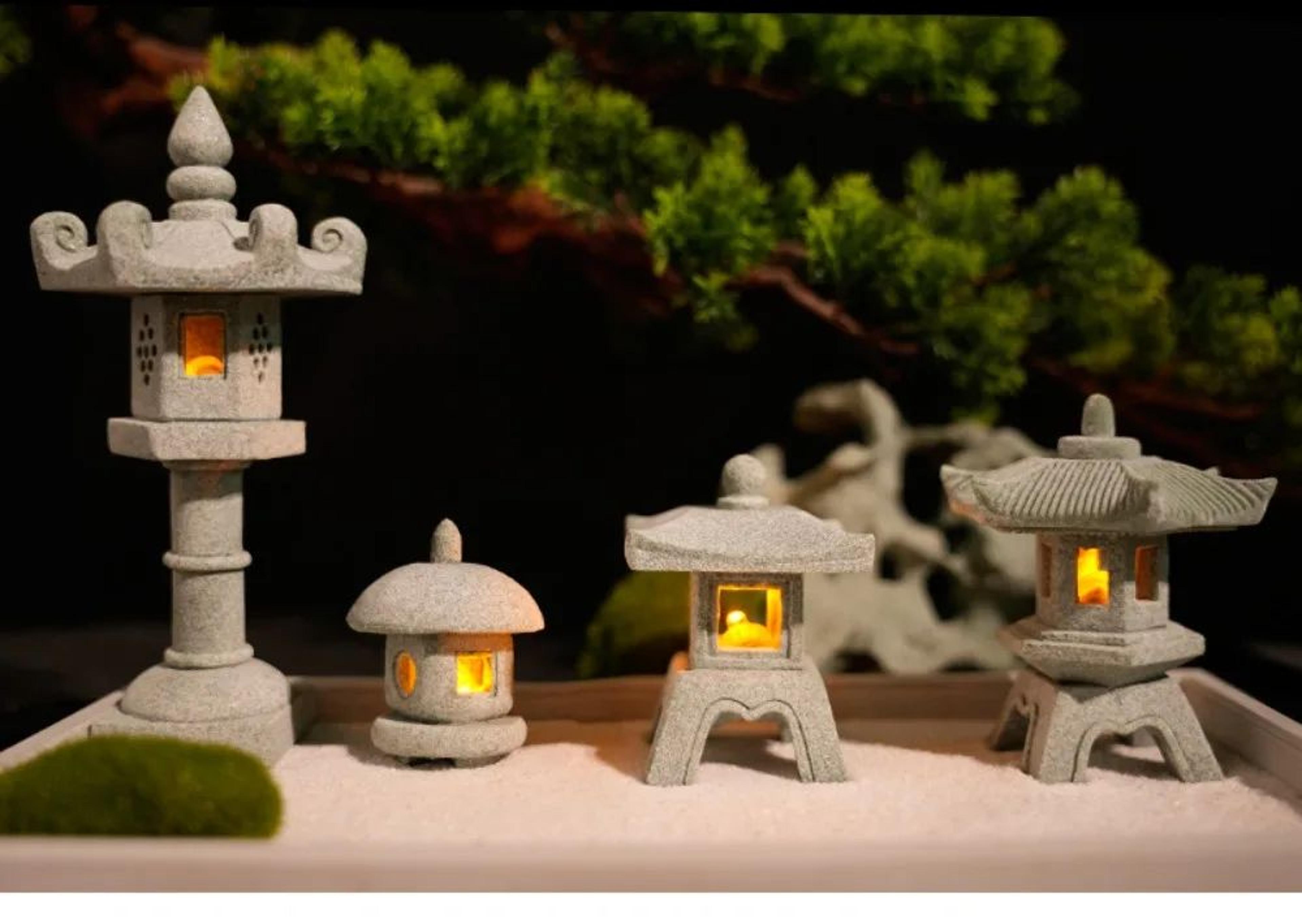 Mini Pagoda Lantern Zen Garden Light Decor 5