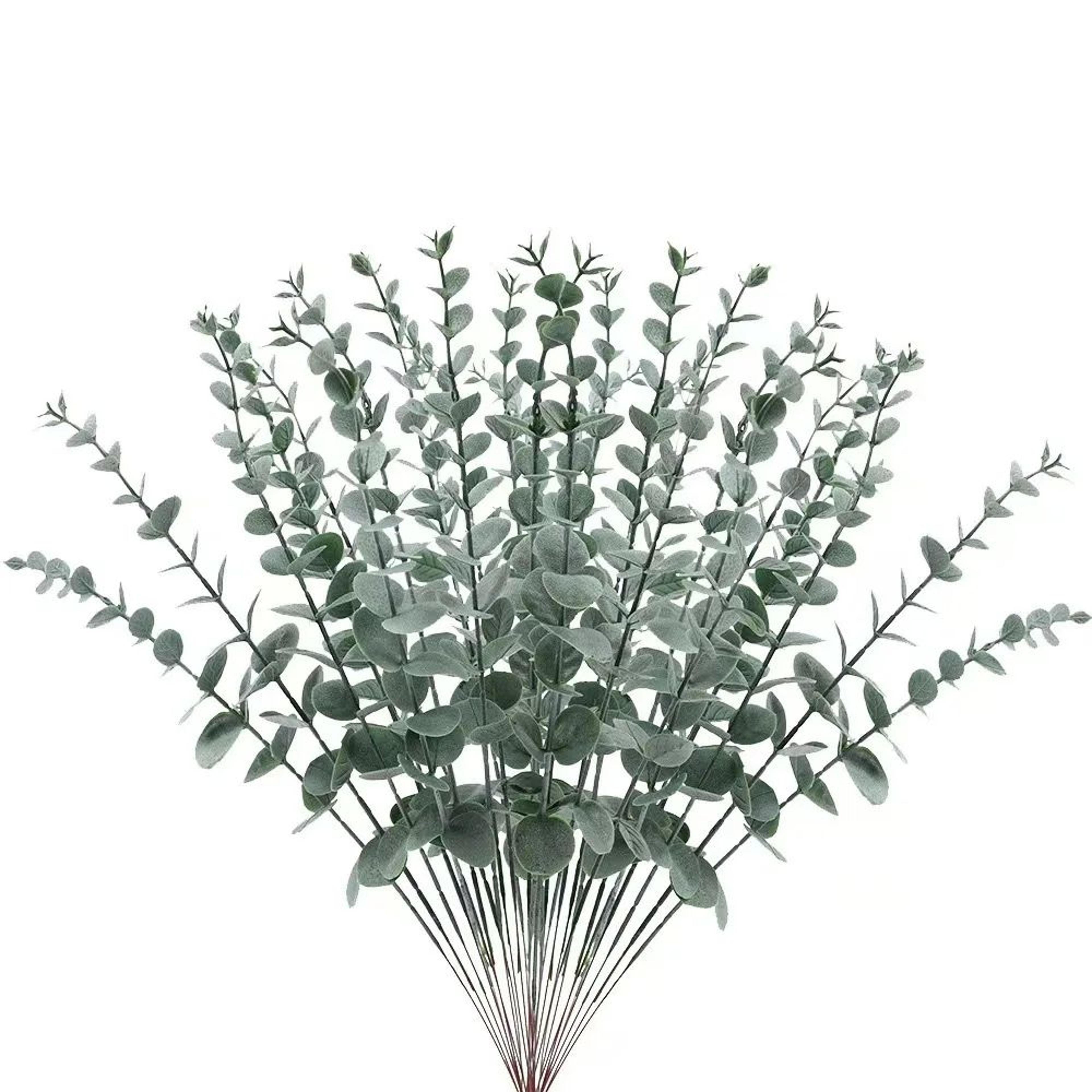 Artificial Eucalyptus Leaf Stems Green Decor Set 12
