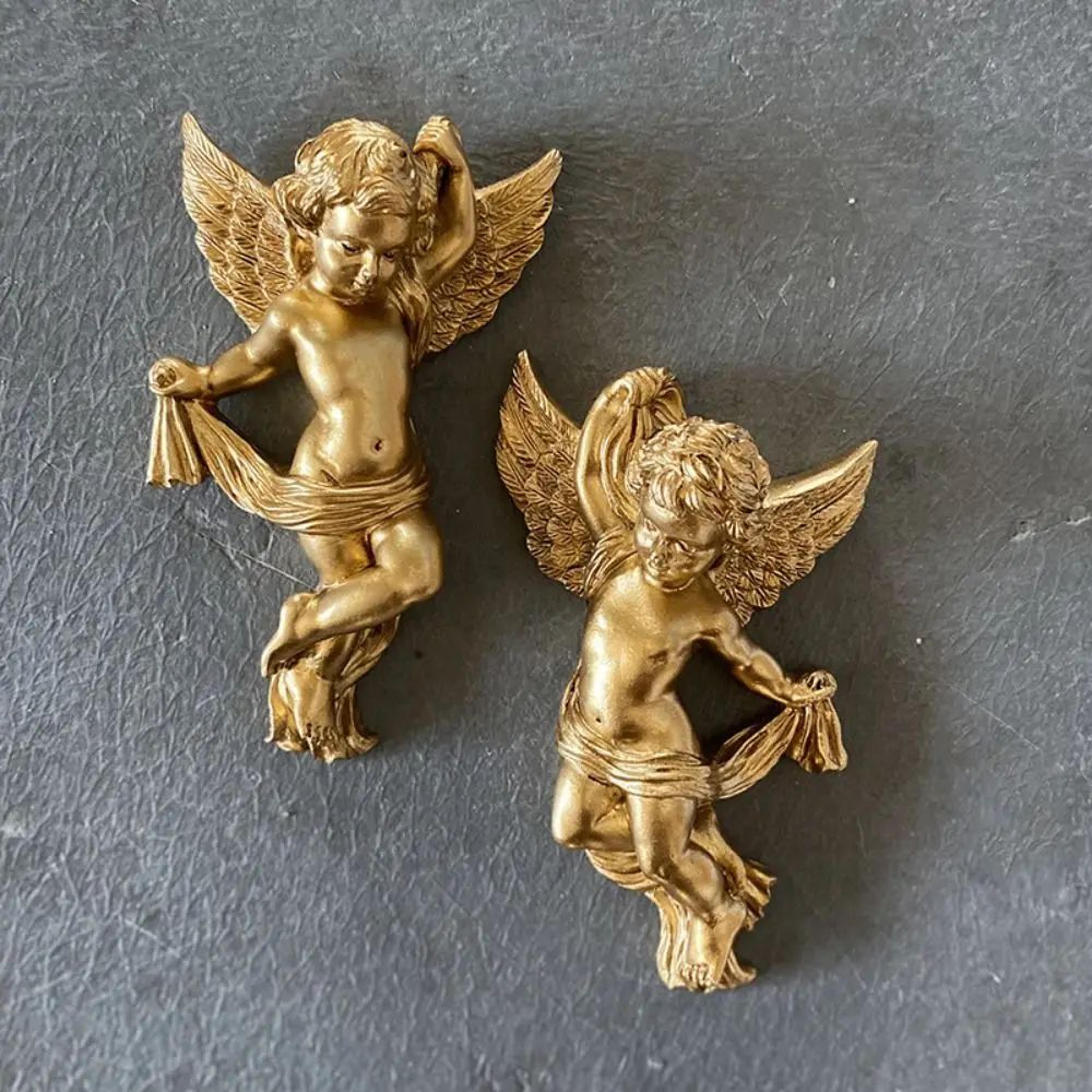 cute cherub angel wall hanging resin decor