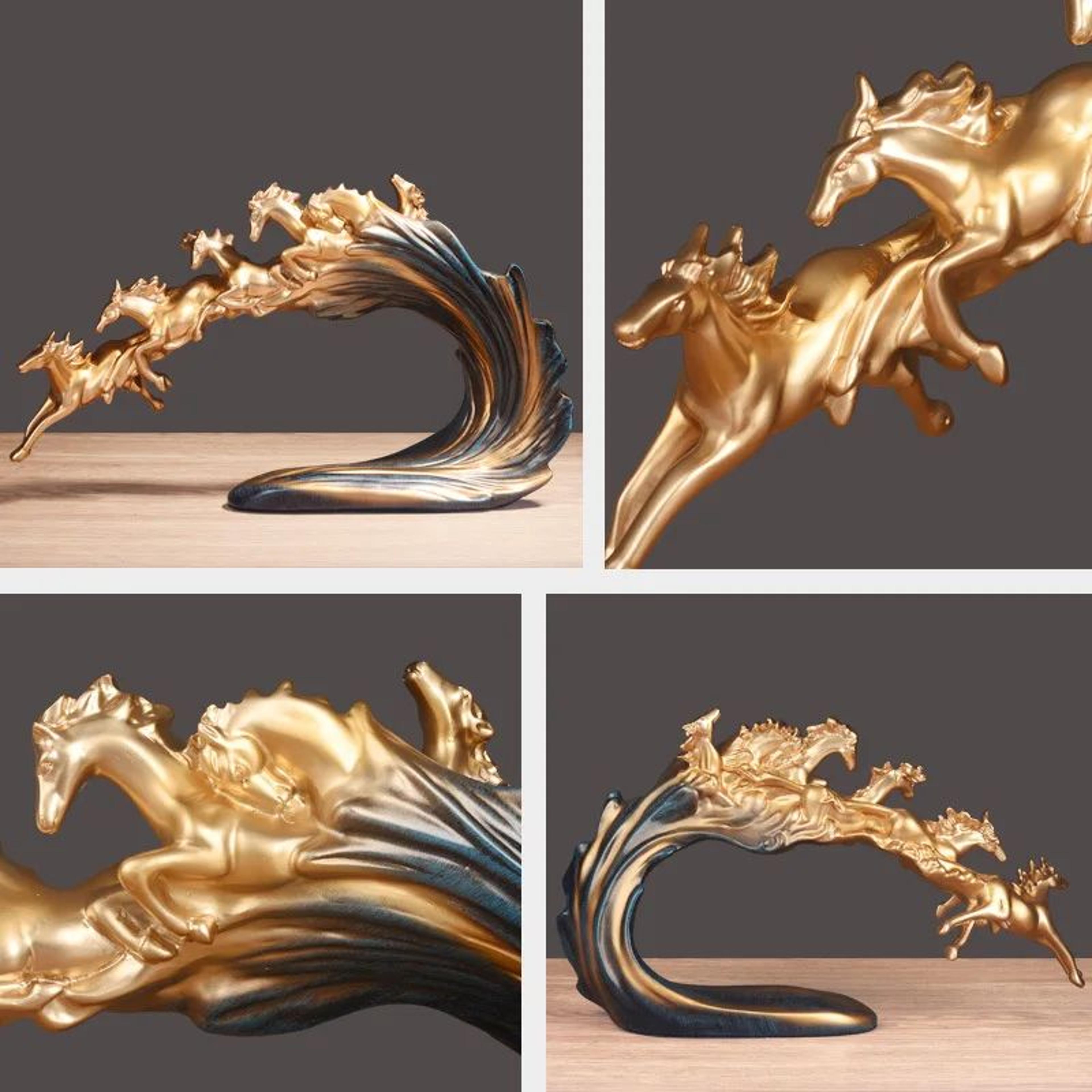 Golden Herd Horse Resin Luxury Decor Statue 1