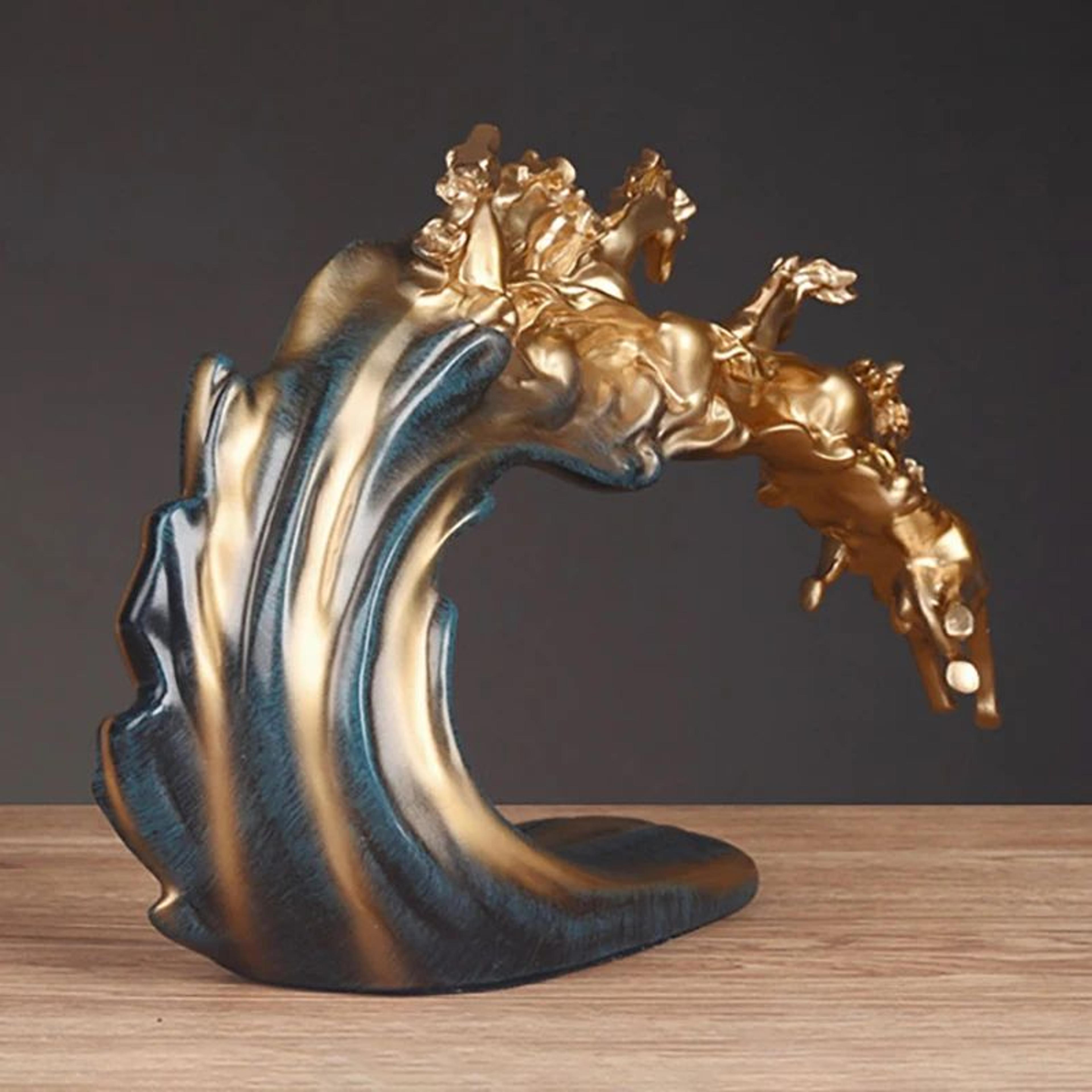 Golden Herd Horse Resin Luxury Decor Statue 4