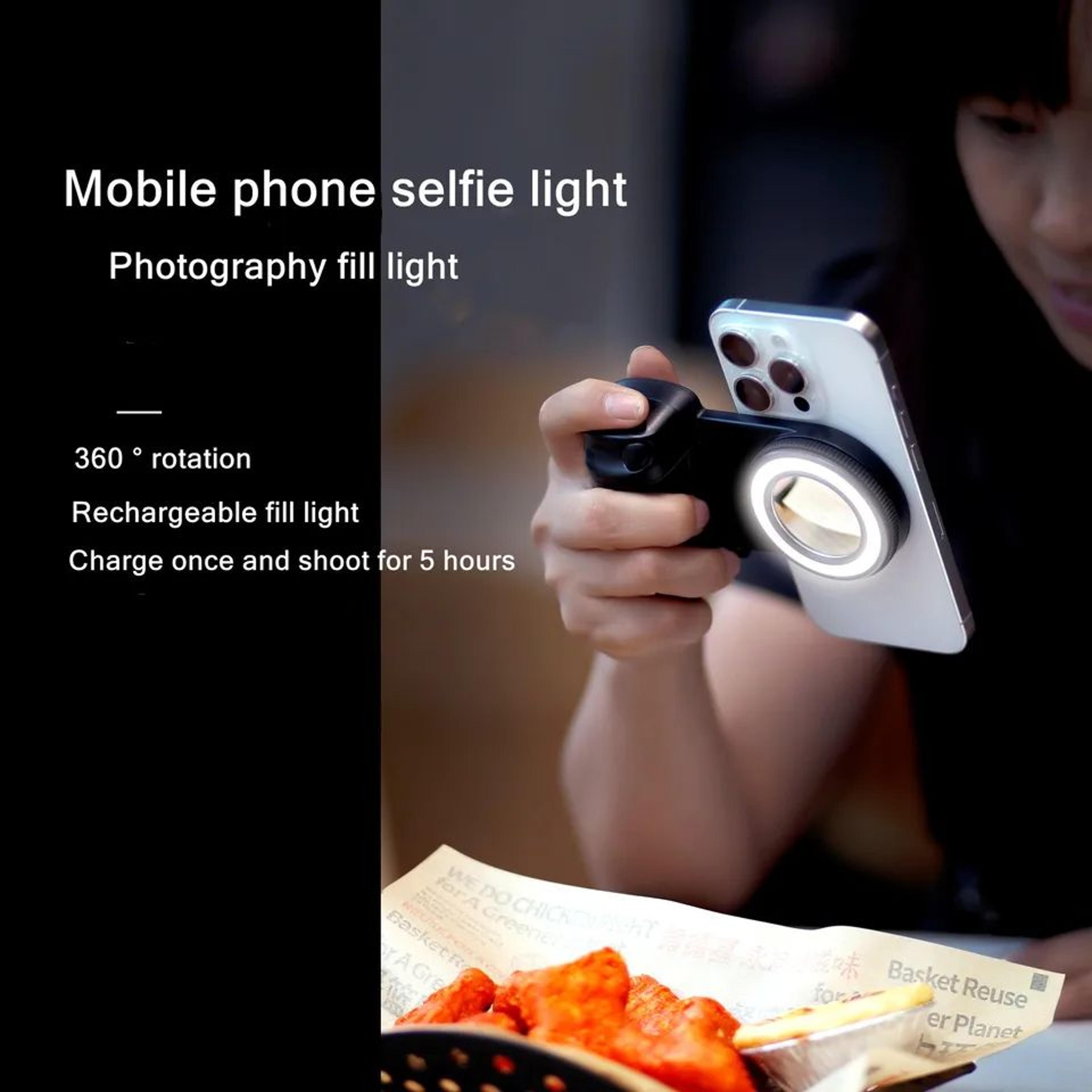 Magnetic Smartphone Handle Grip With Bluetooth Remote And Fill Light 1