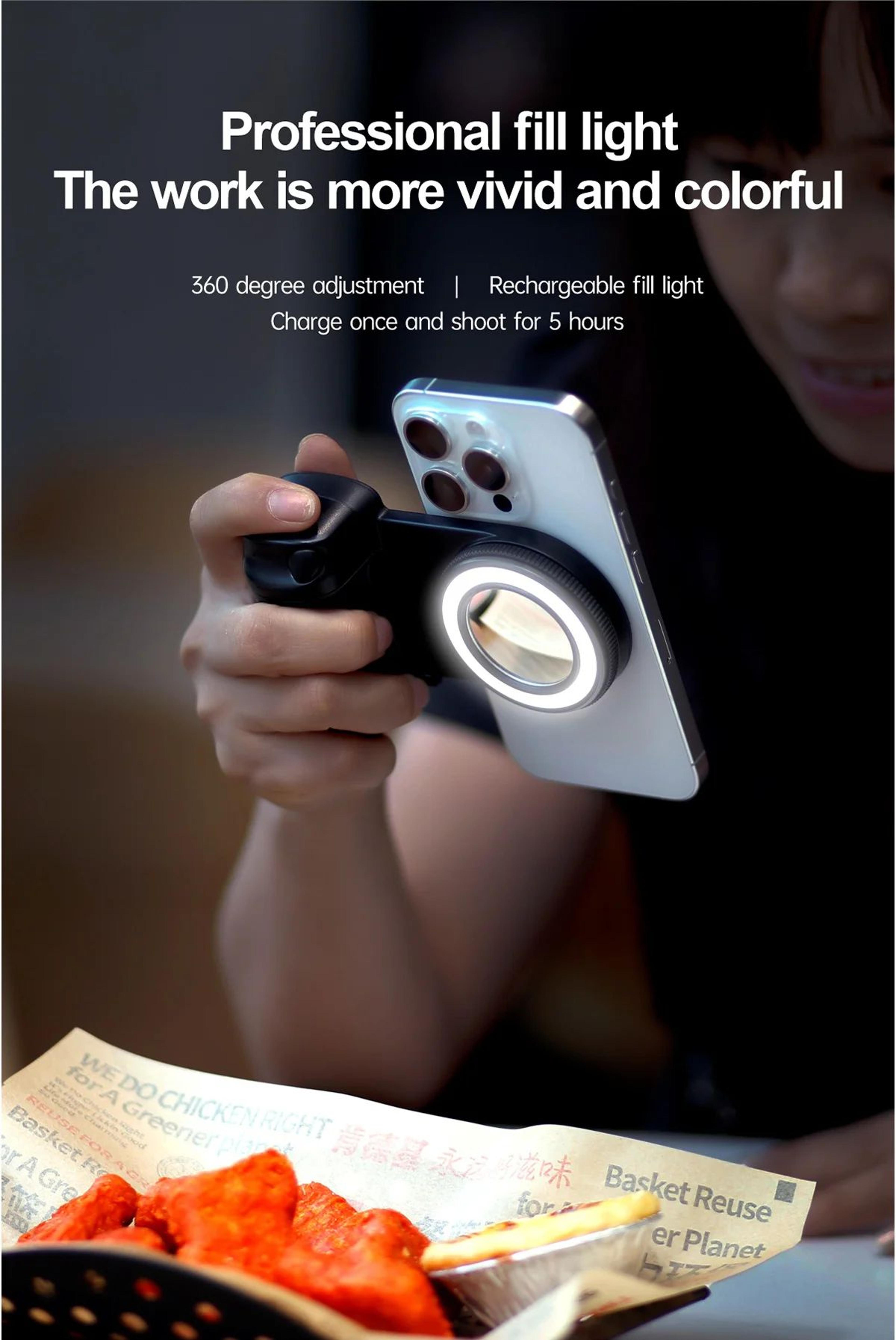 Magnetic Smartphone Handle Grip With Bluetooth Remote And Fill Light 7