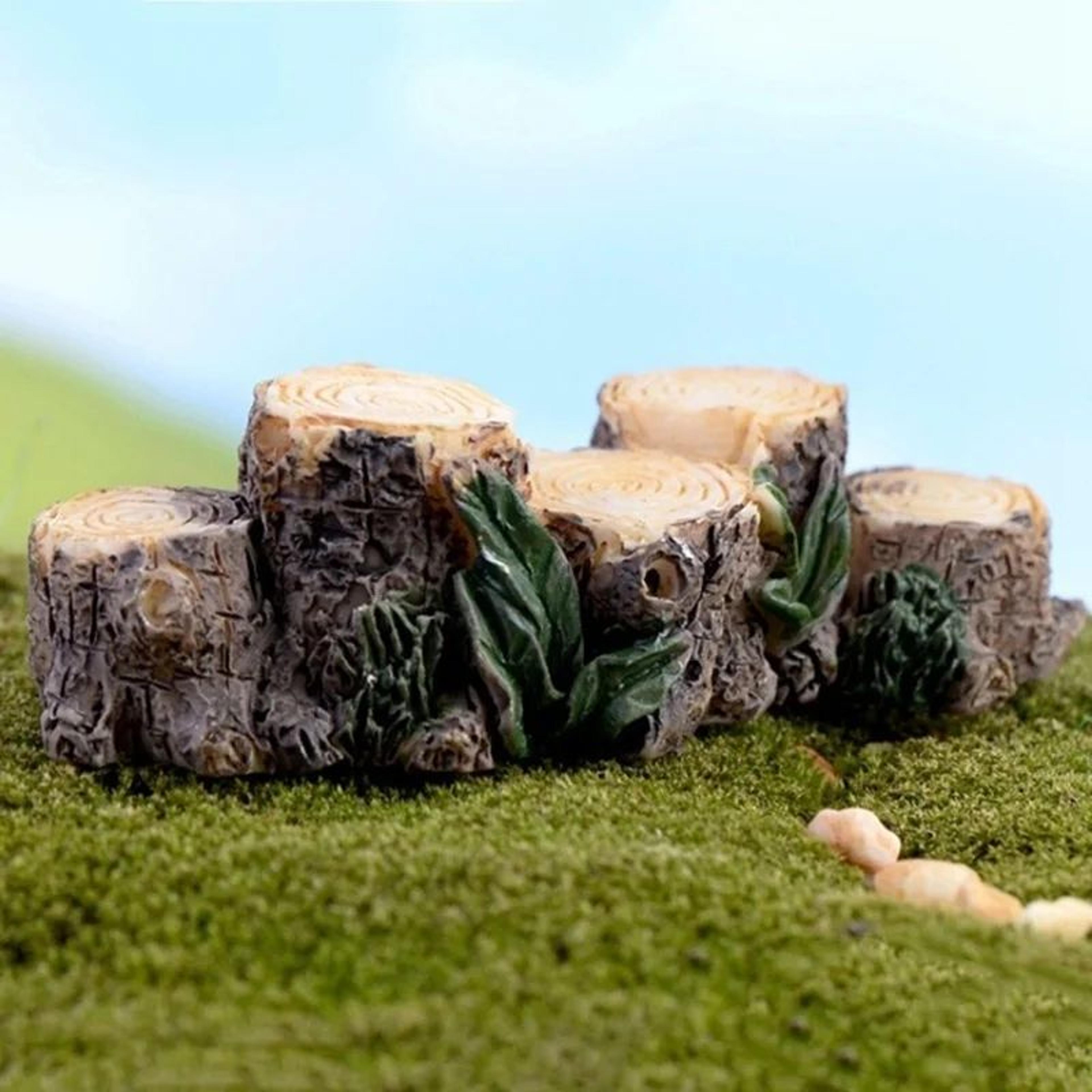 mini tree stump bridge fairy garden decor