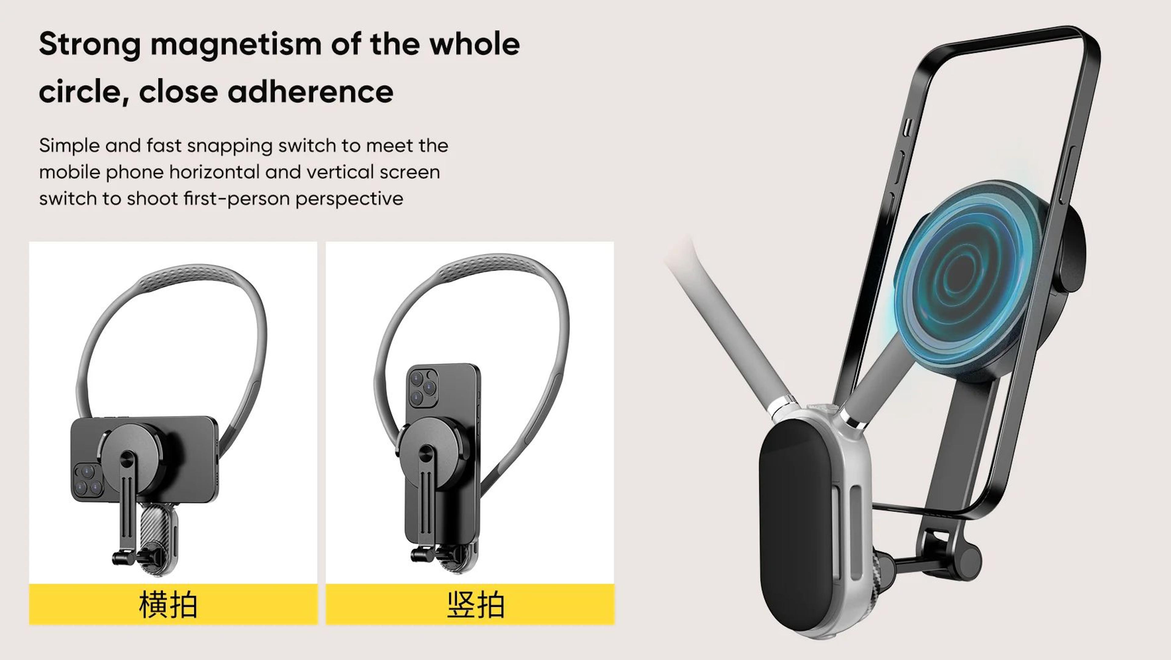 Magnetic Neck Phone Mount With Quick Release Holder 8