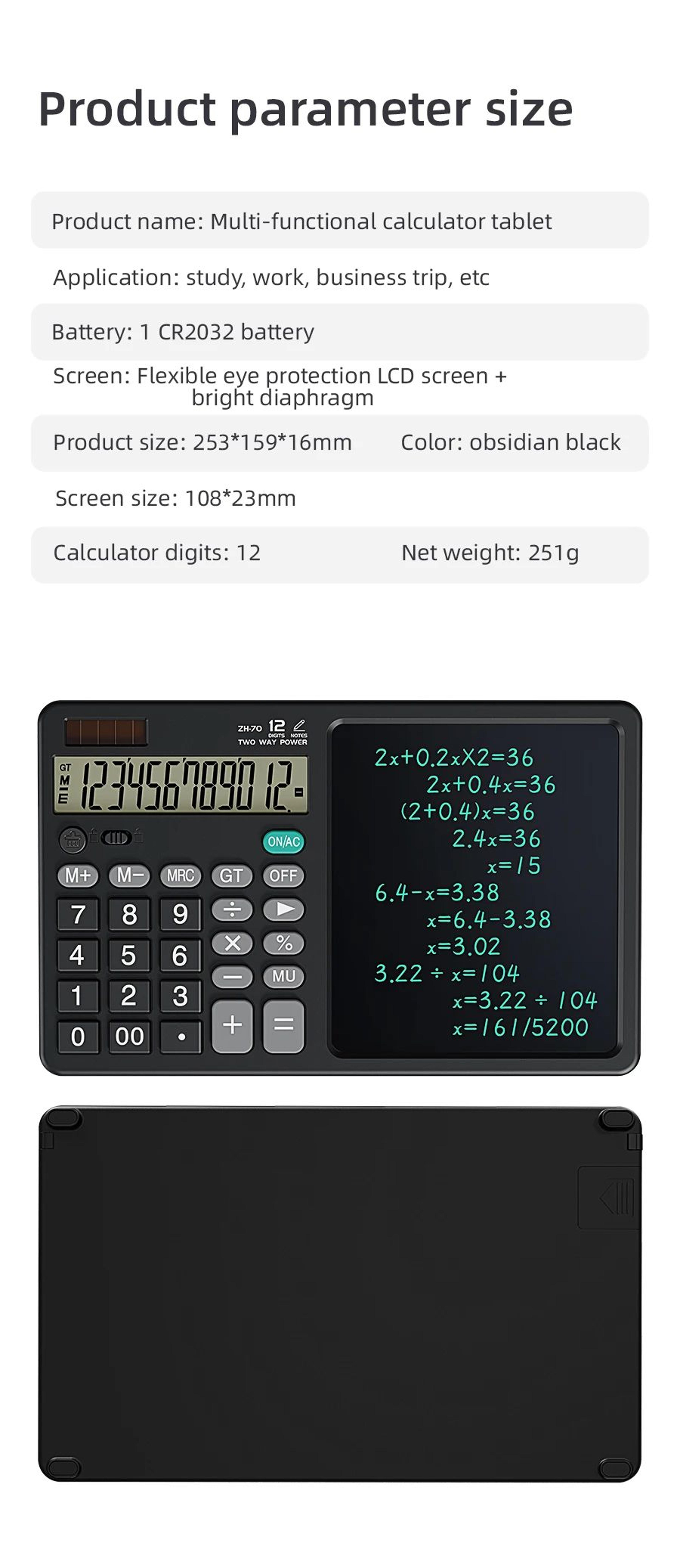 Calculator Writing Tablet With Stylus Foldable Design 17
