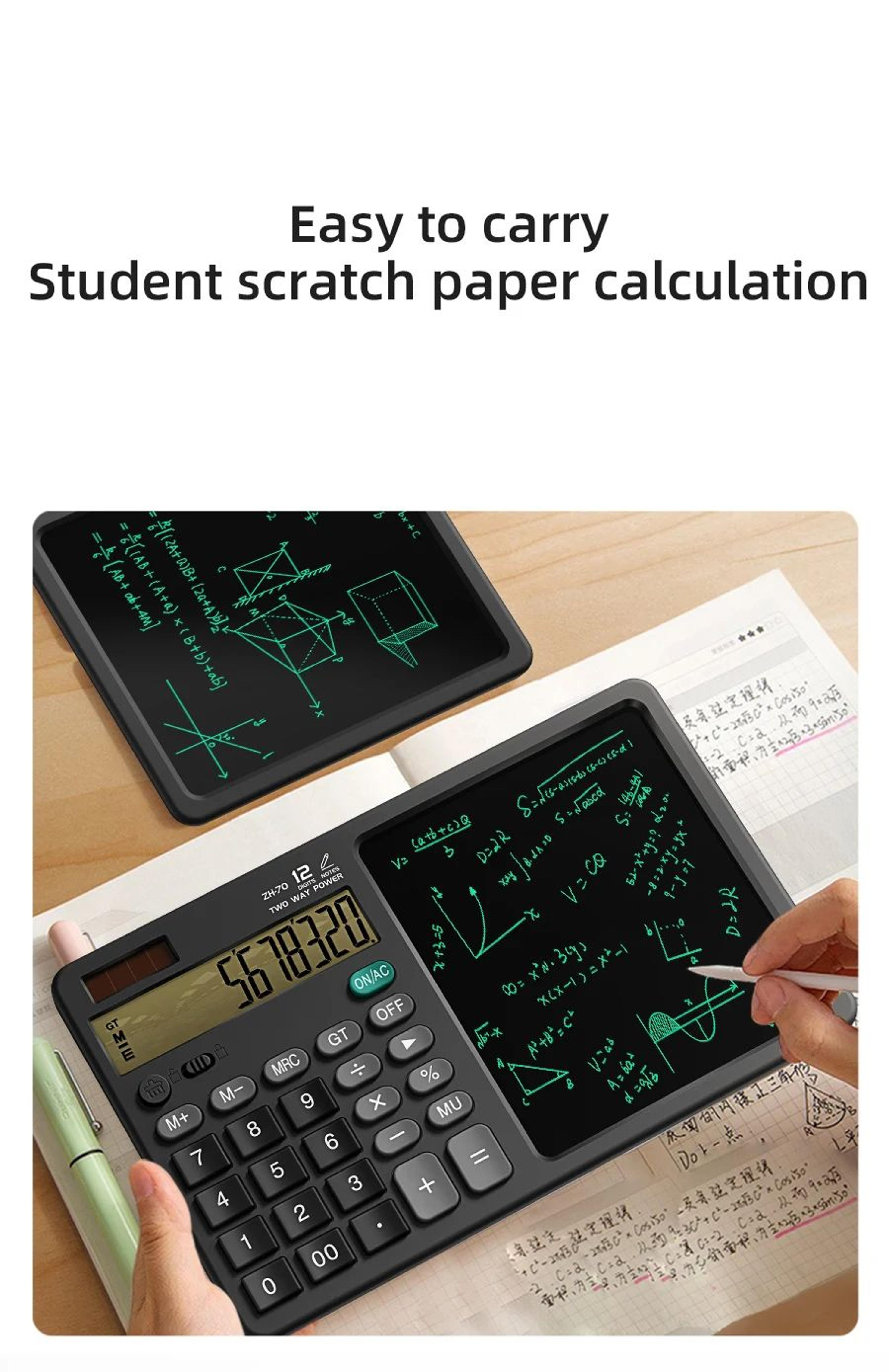 Calculator Writing Tablet With Stylus Foldable Design 12