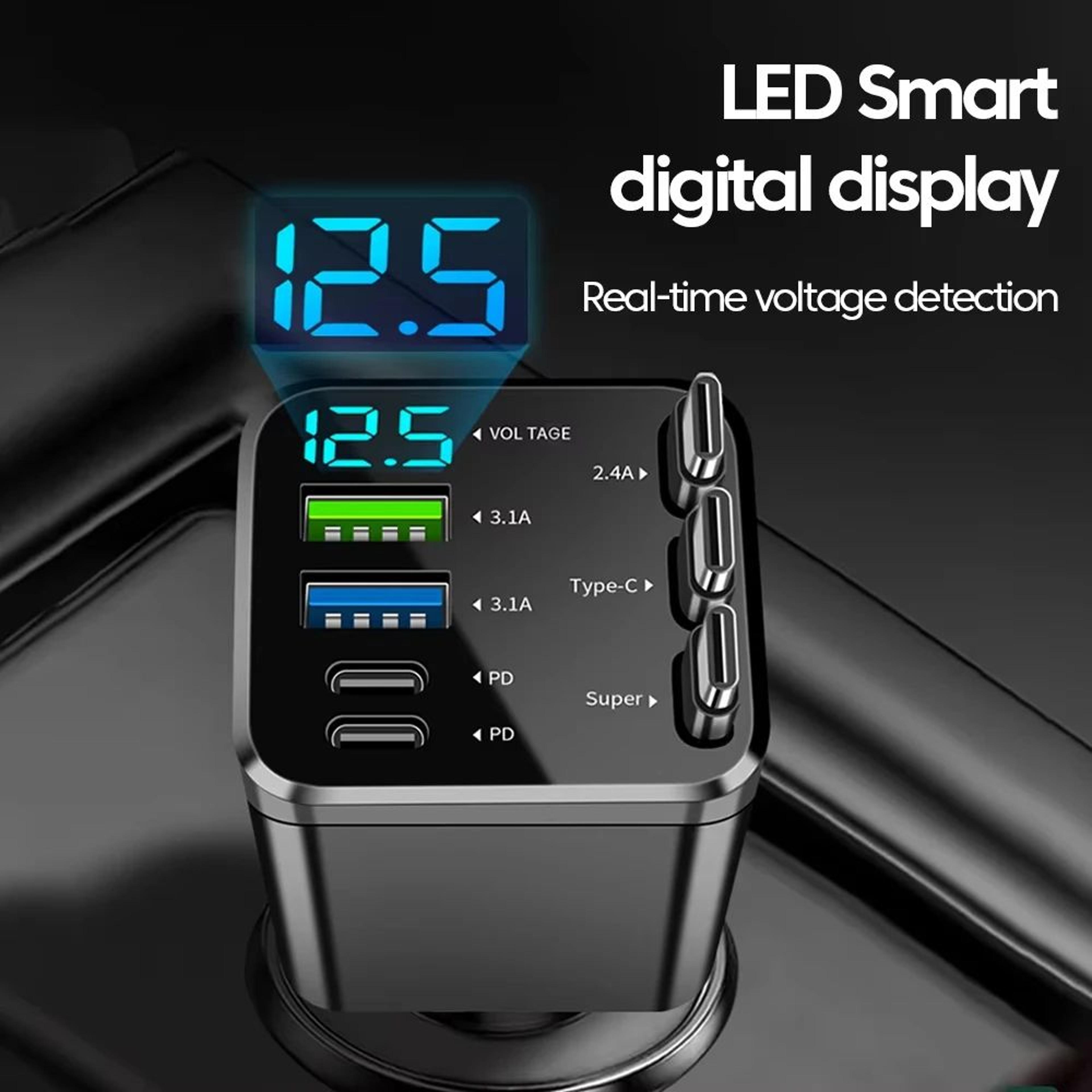 7 In 1 Retractable Car Charger 120W Fast Charging 2