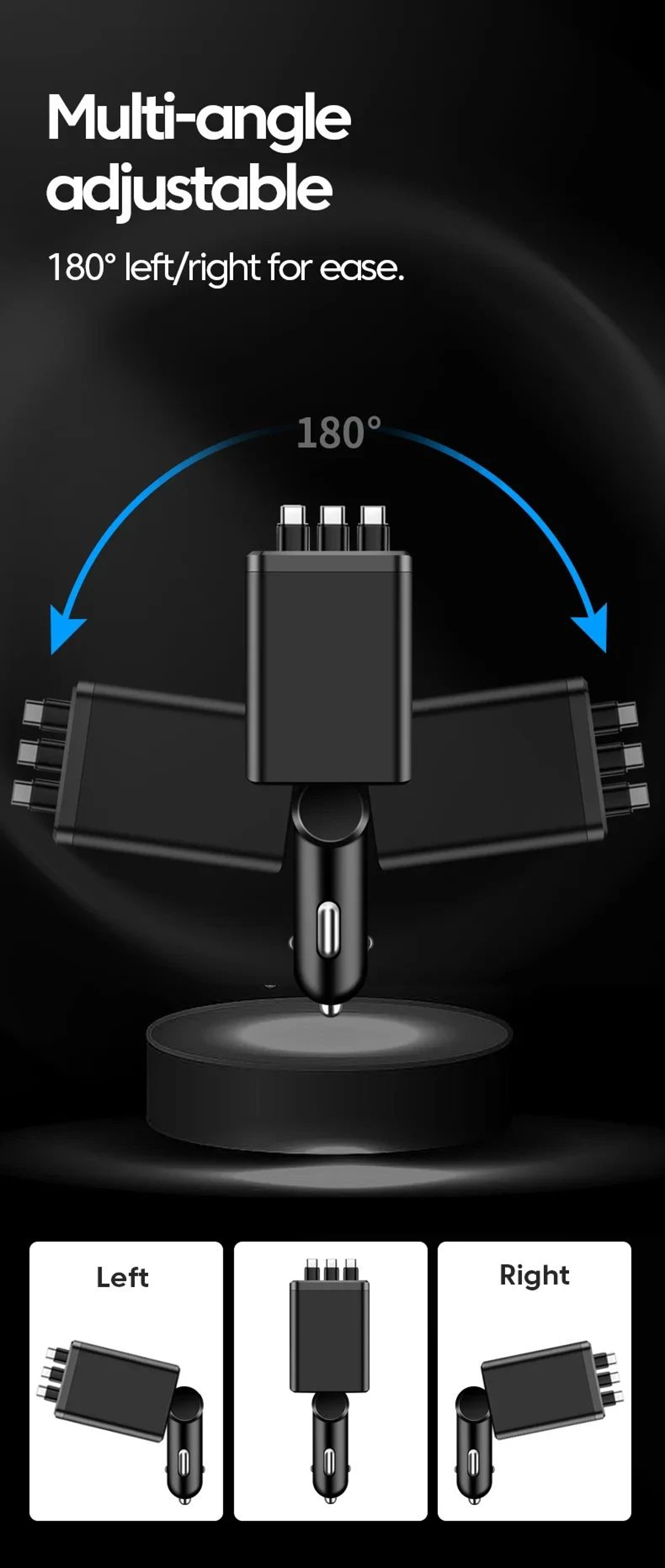 7 In 1 Retractable Car Charger 120W Fast Charging 11