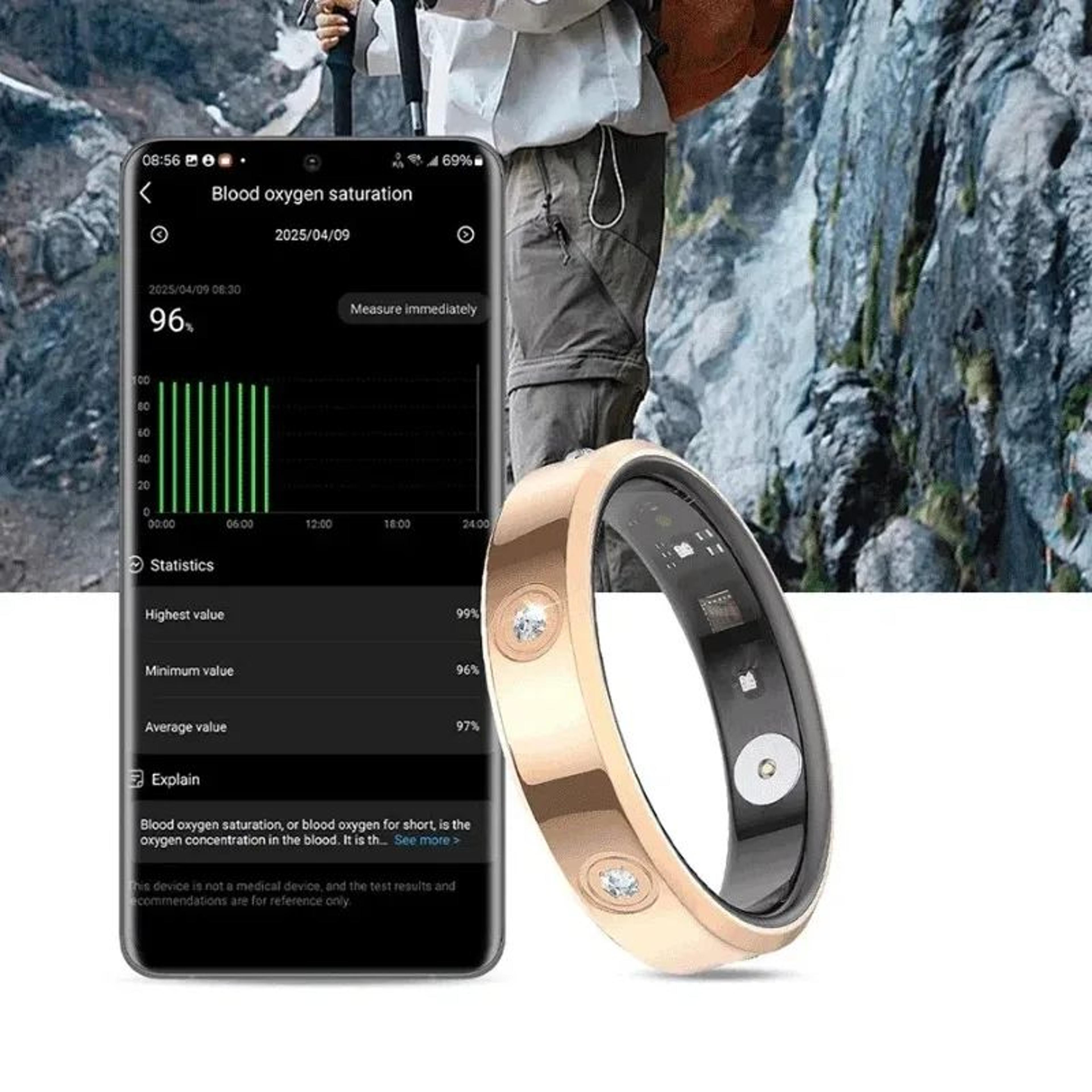 Smart Health Monitoring Ring Waterproof Fitness Tracker 5