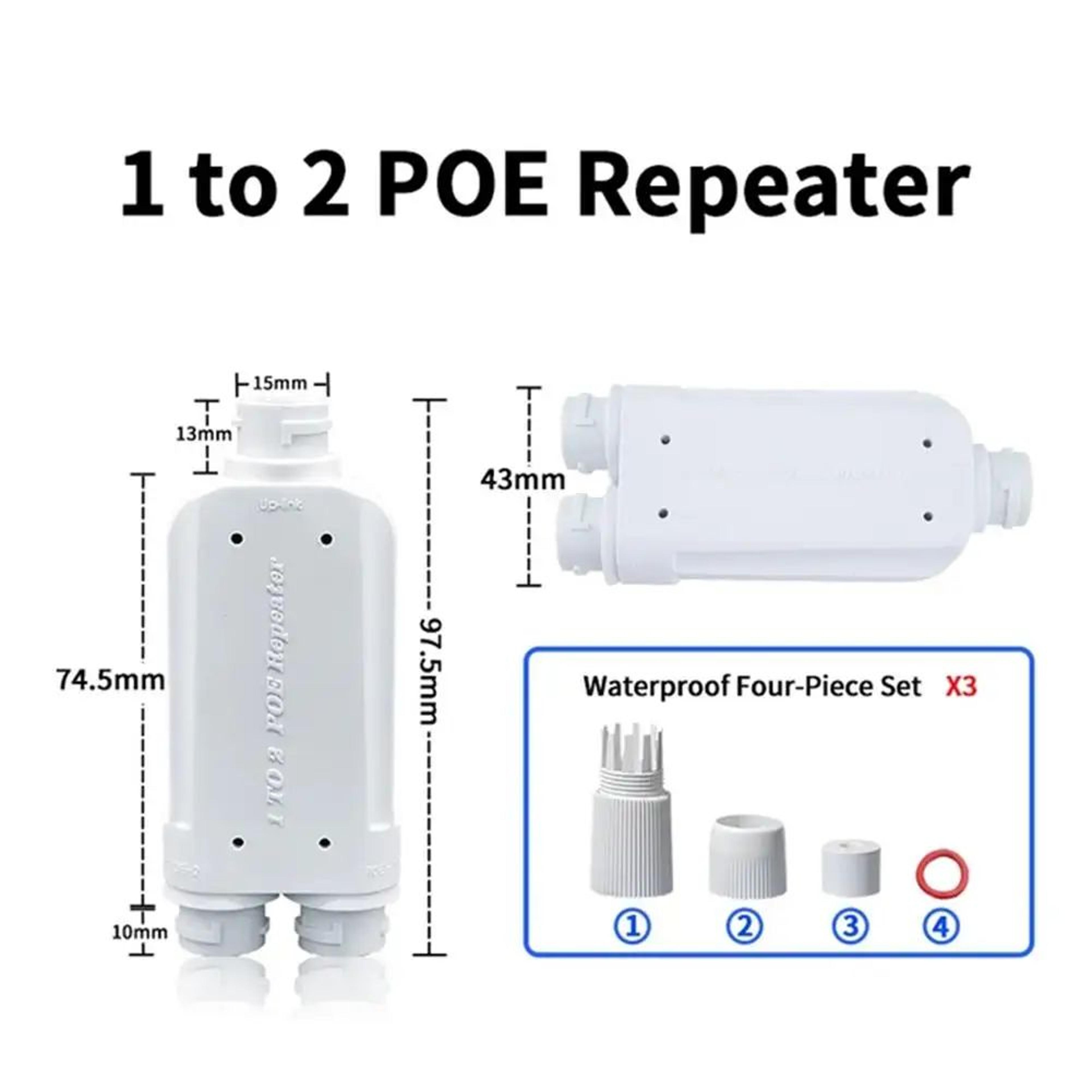 IP66 Waterproof 2 Port PoE Extender Repeater 4