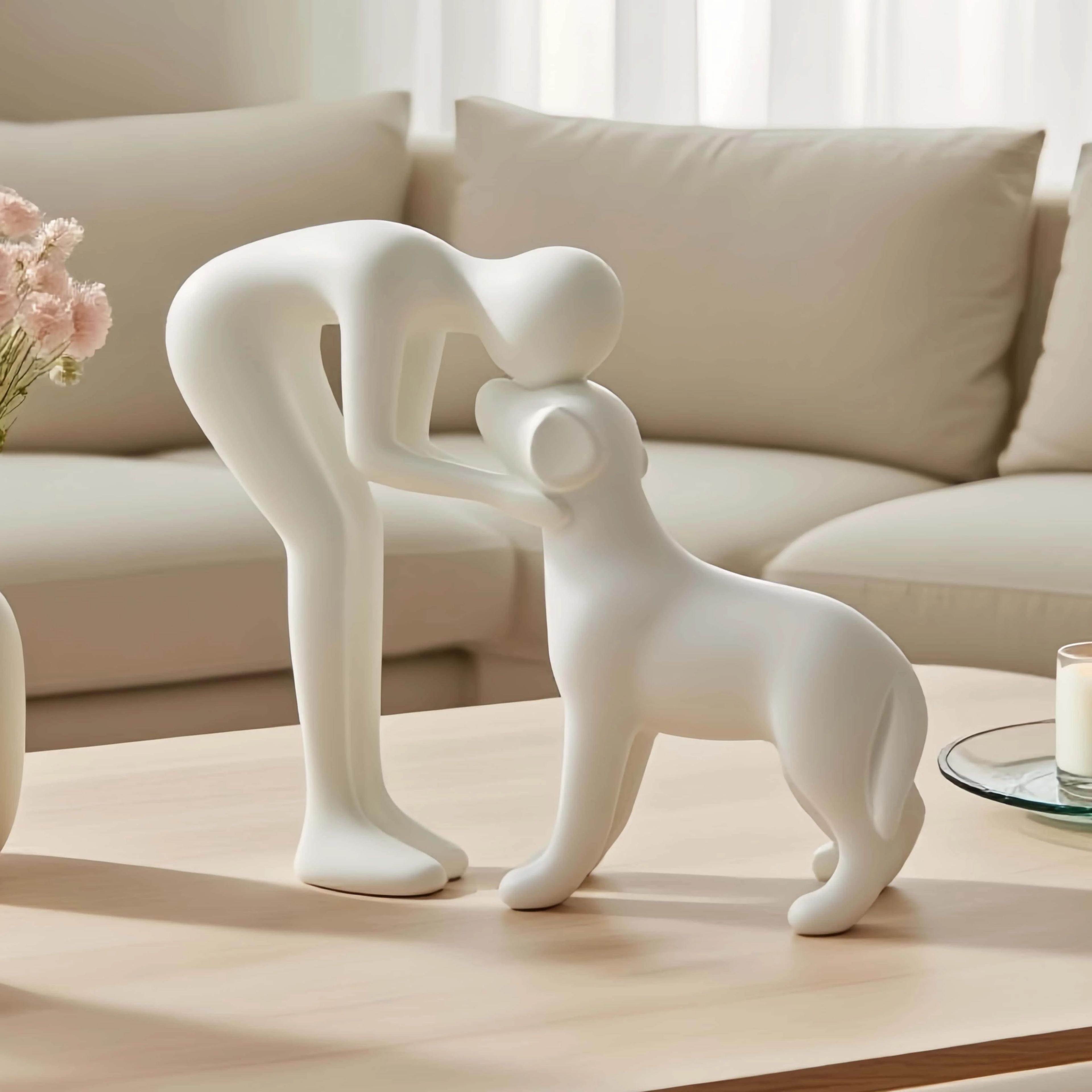 Elegant Dog And Owner Statue Decor 1
