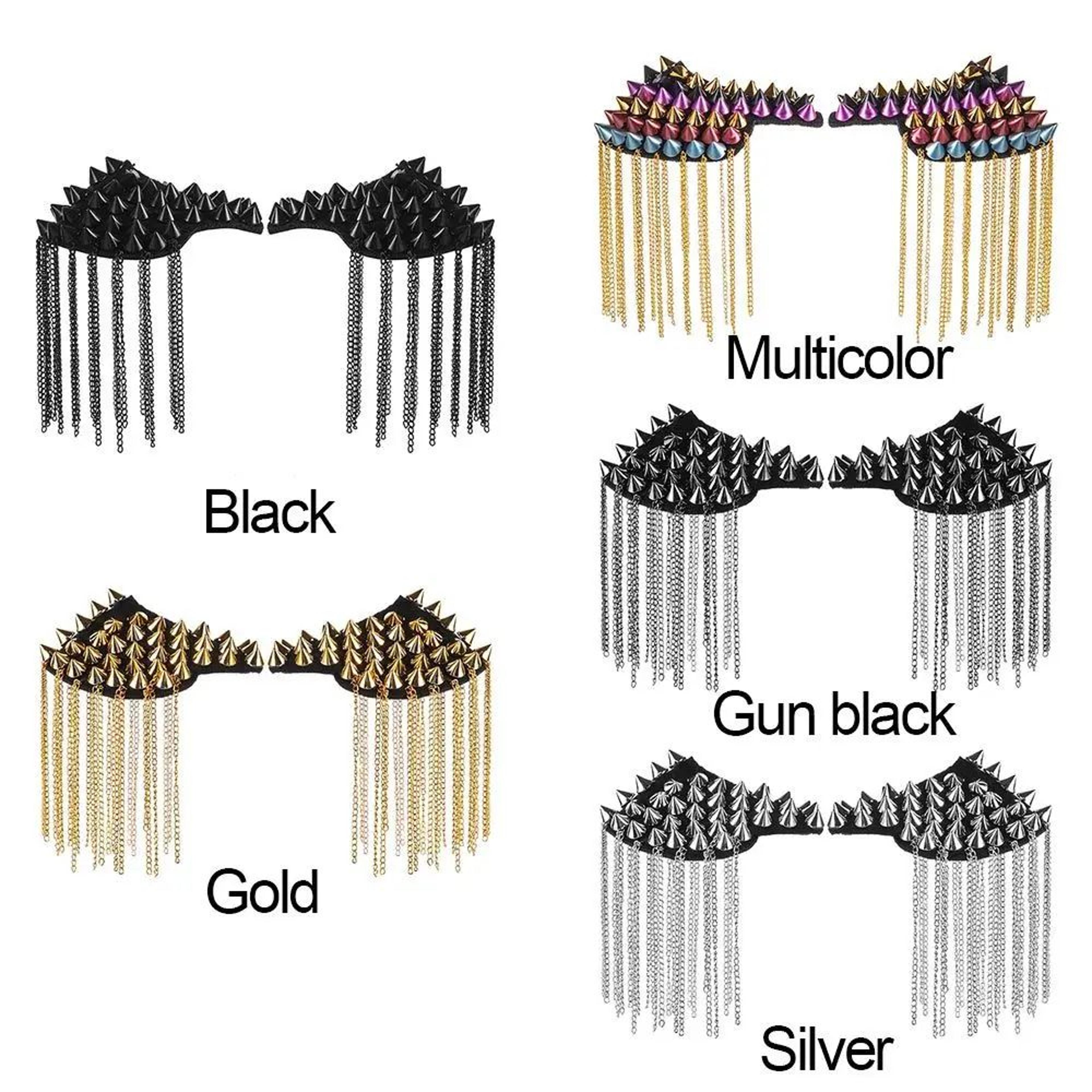 Punk Chain Tassel Shoulder Brooch Epaulet 5