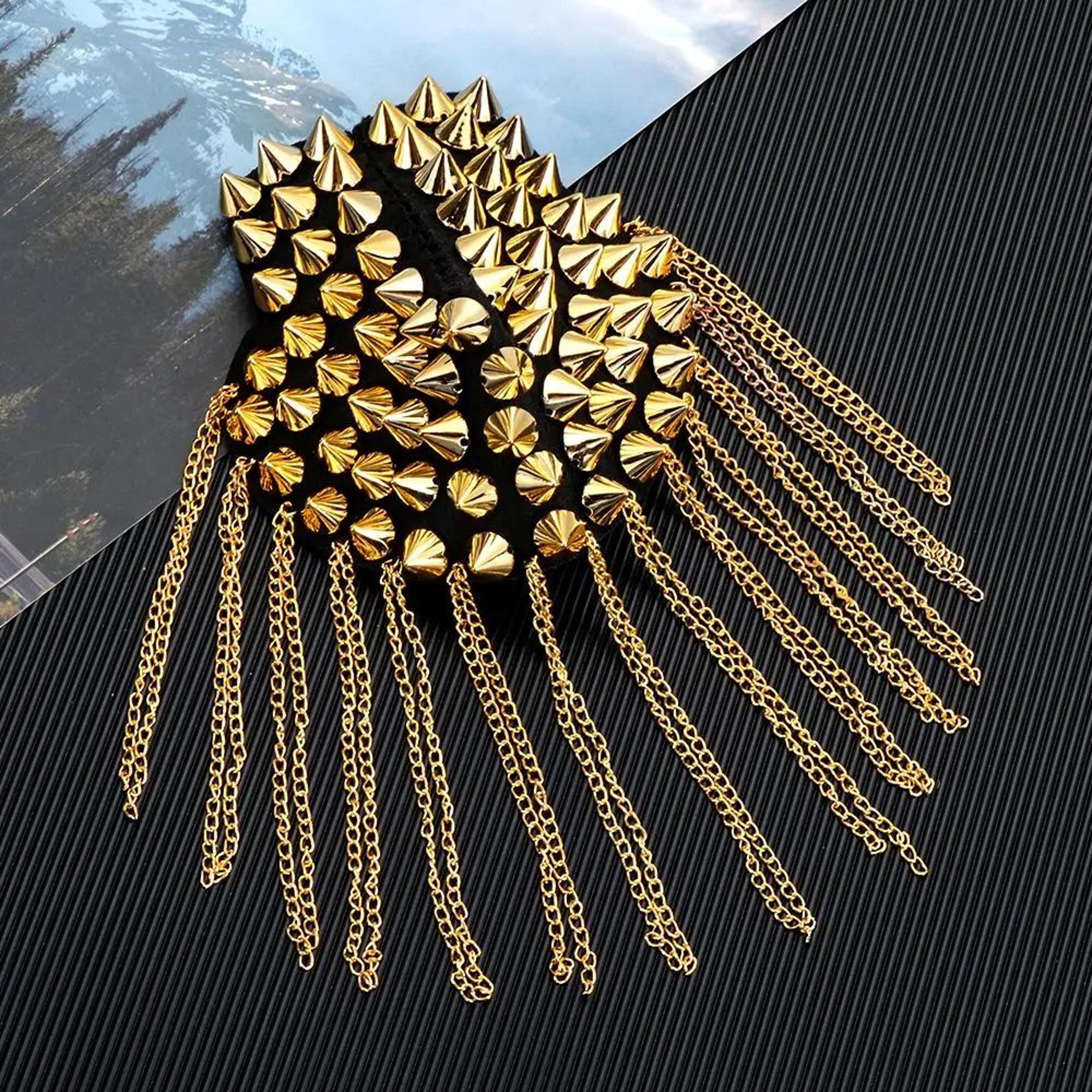 Punk Chain Tassel Shoulder Brooch Epaulet 6