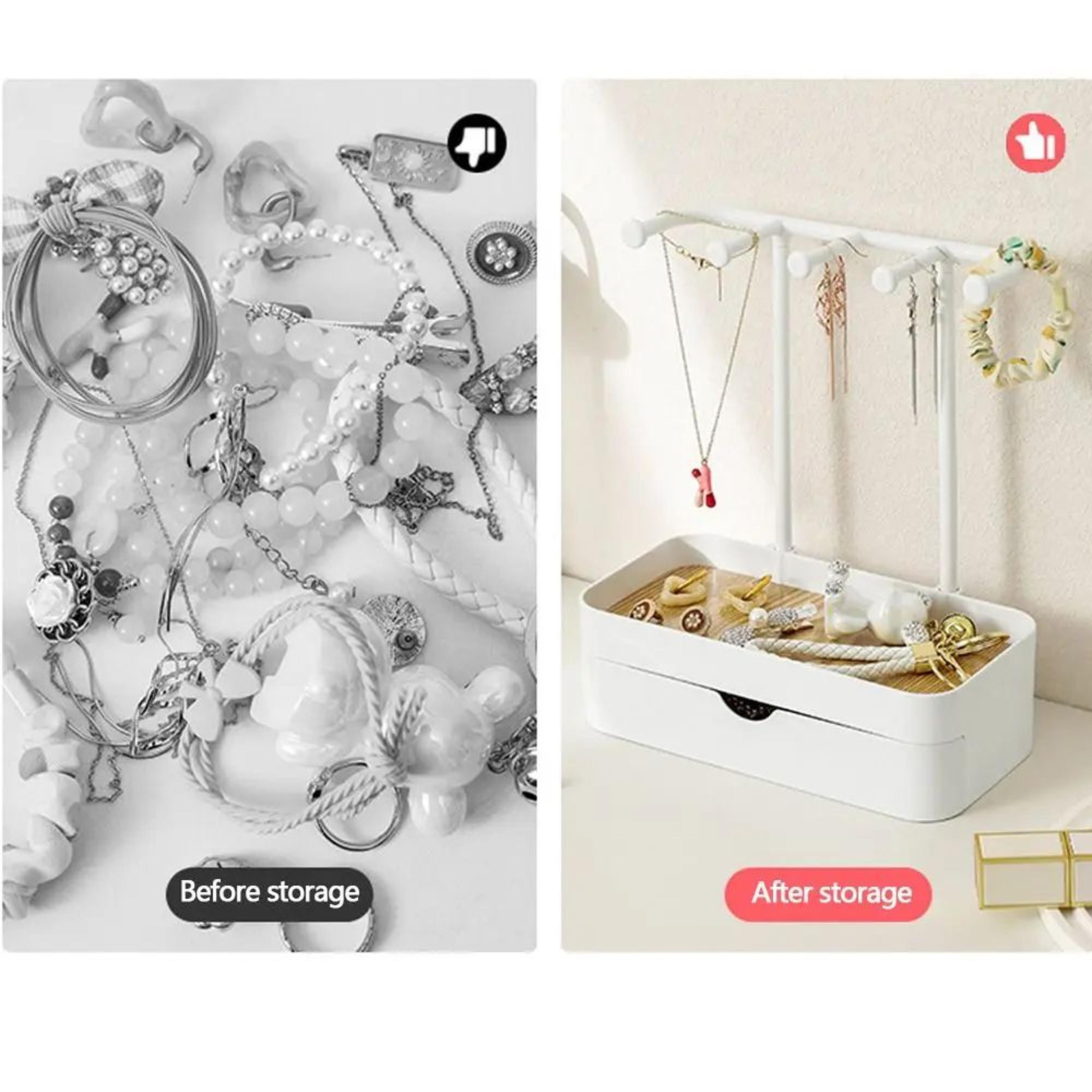 Wooden Jewelry Display Rack With Drawer Organizer 5