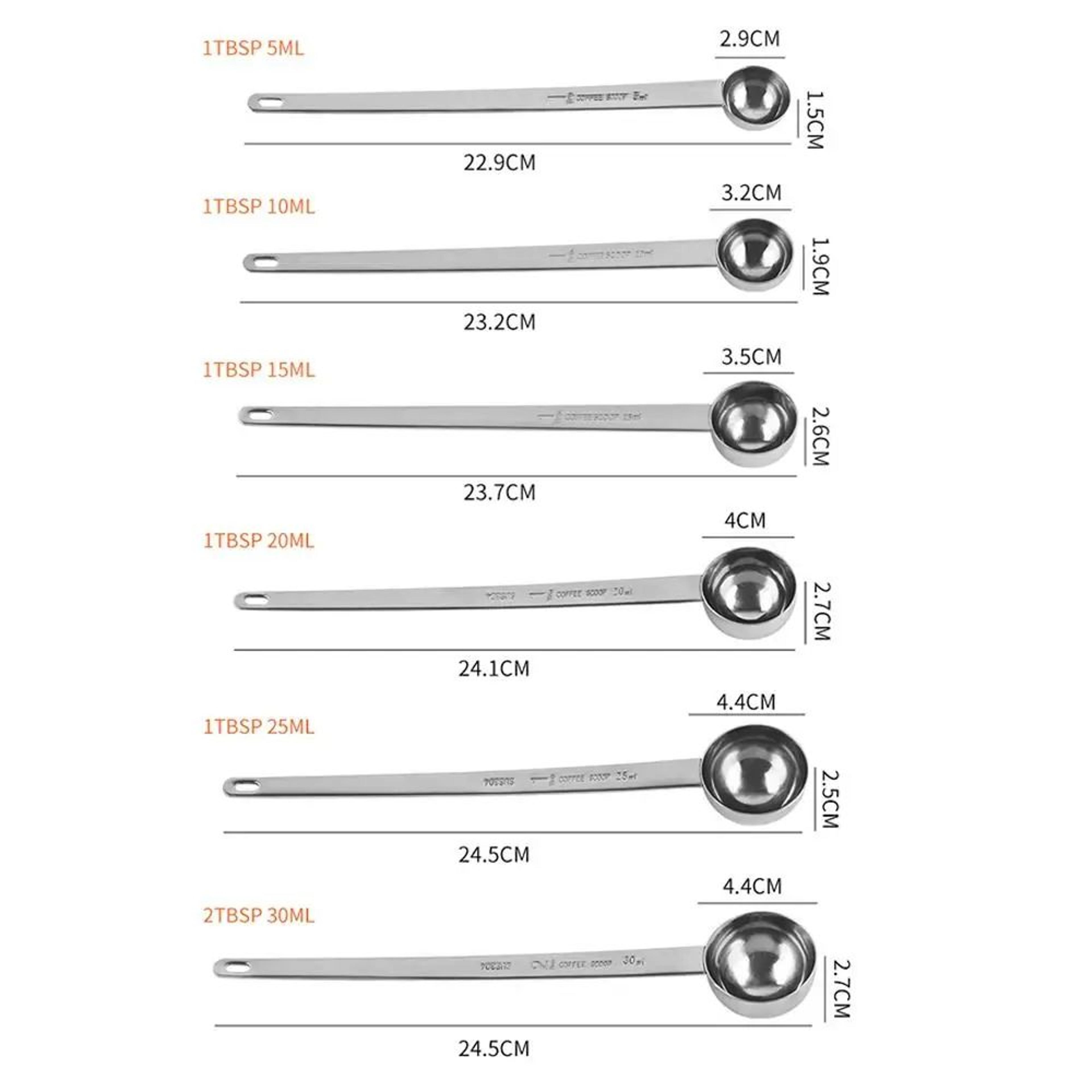 Stainless Steel Long Handle Measuring Spoon Set 5